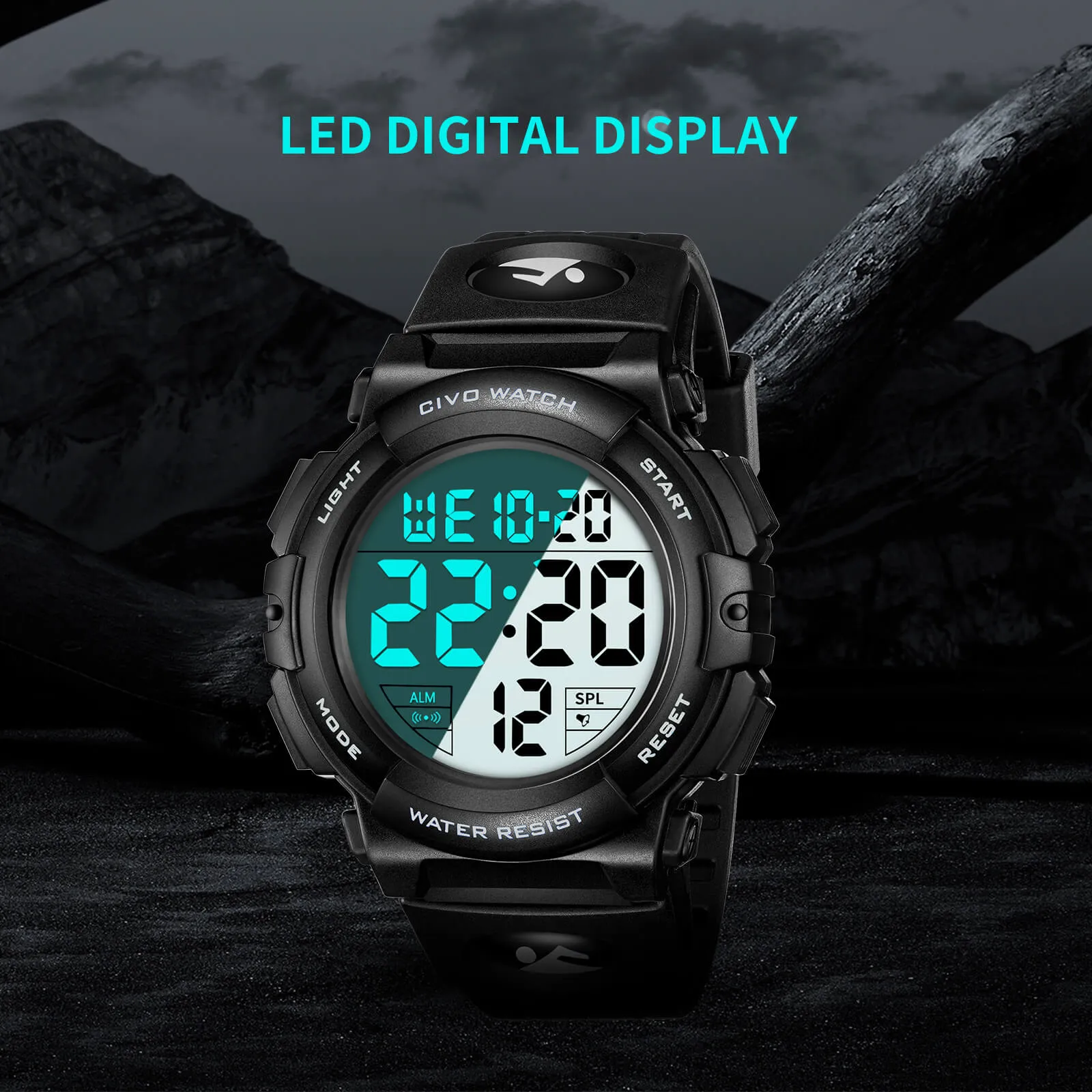 1258C | Quartz Digital Men Watch | Rubber Band