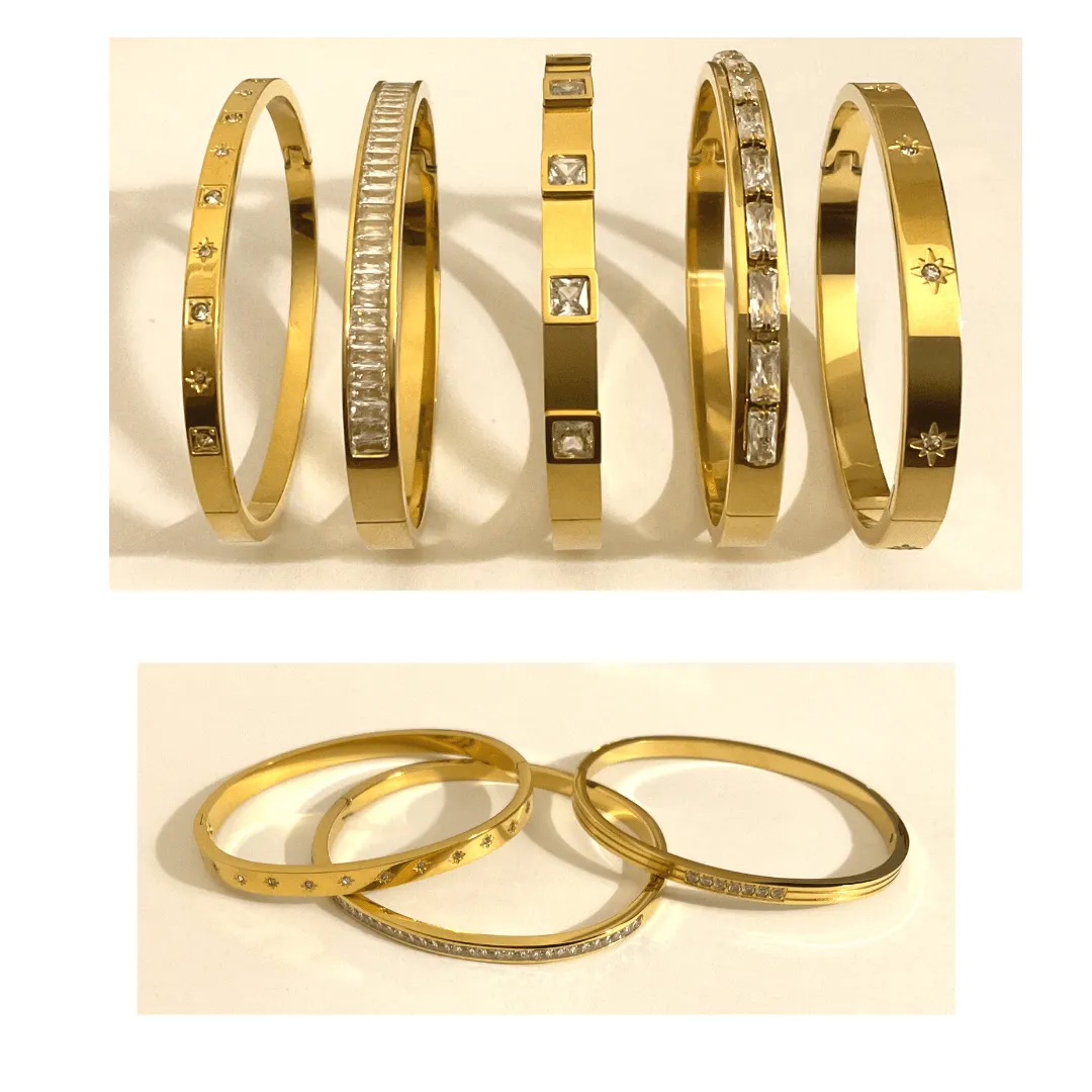 18K Gold Hinged Bracelet - Yellow | Waterproof Tarnish Free Gold Bracelet