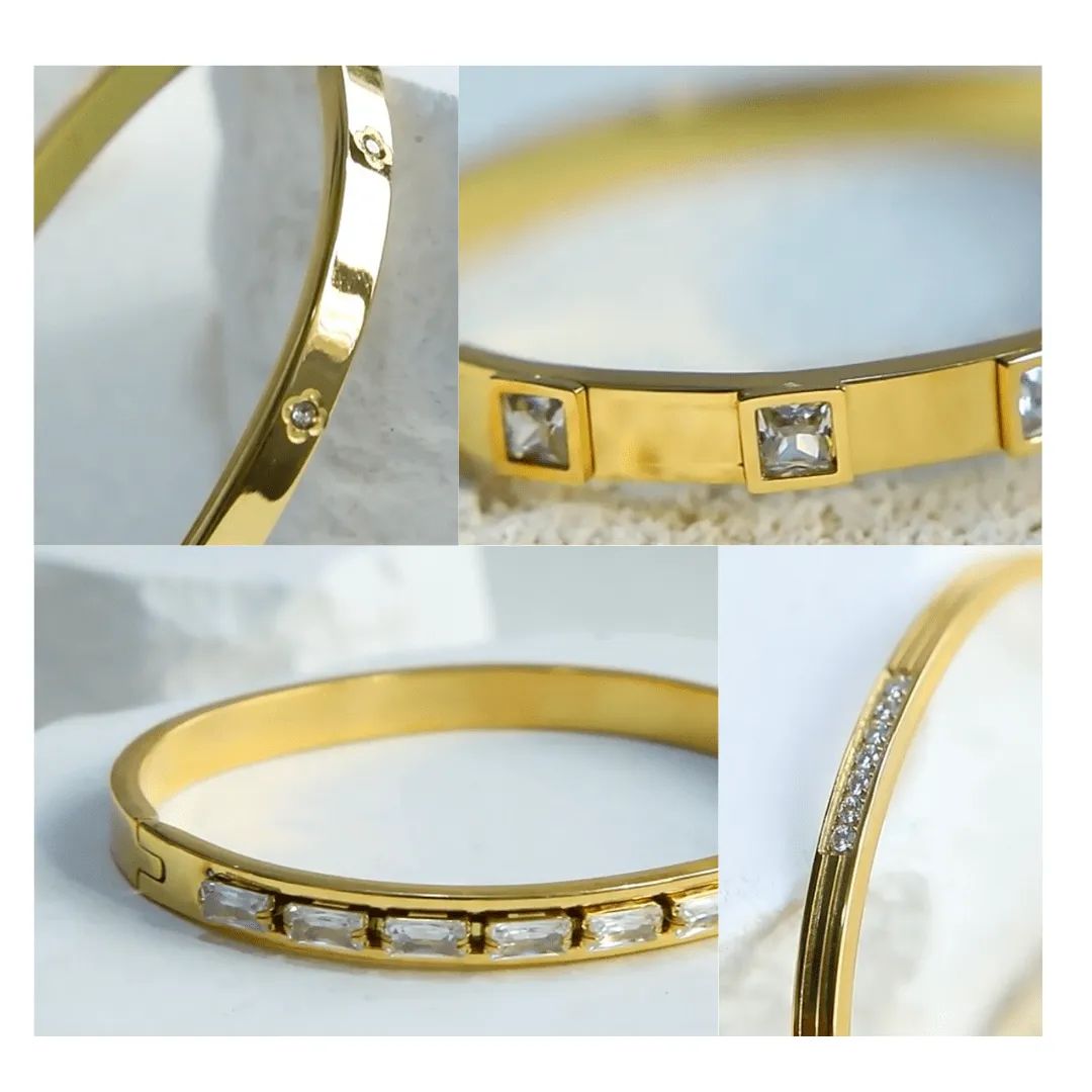 18K Gold Hinged Bracelet - Yellow | Waterproof Tarnish Free Gold Bracelet