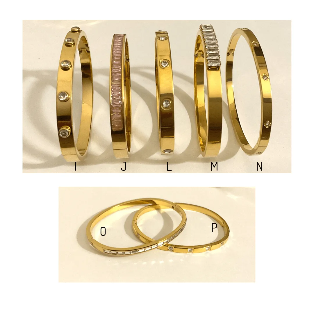 18K Gold Hinged Bracelet - Yellow | Waterproof Tarnish Free Gold Bracelet