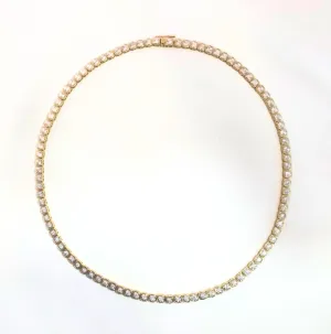 18K Yellow Gold Cushion-Shaped Diamond Illusion Bezel Set Tennis Necklace ASC5608