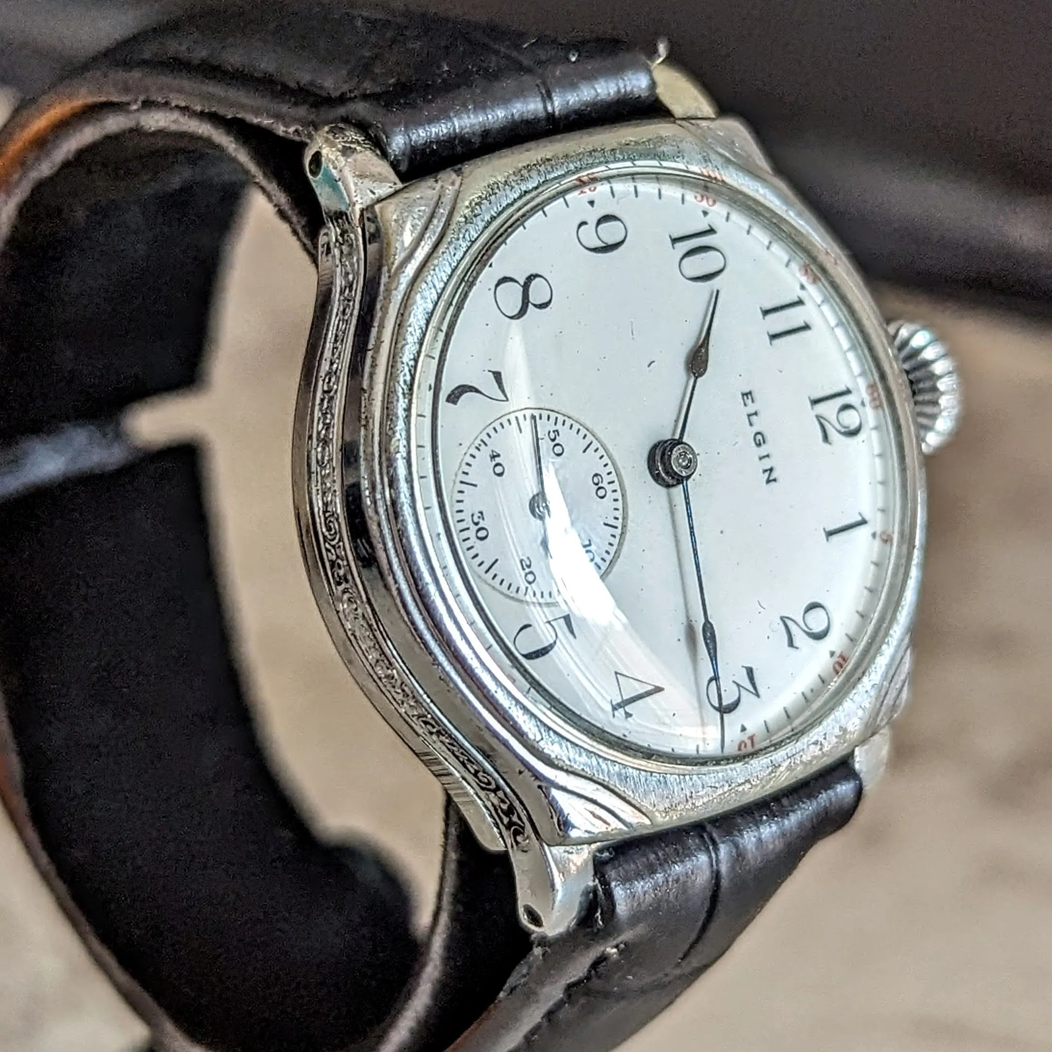 1908 ELGIN Transitional Wristwatch 15J Grade 355 U.S.A. Art Deco Watch