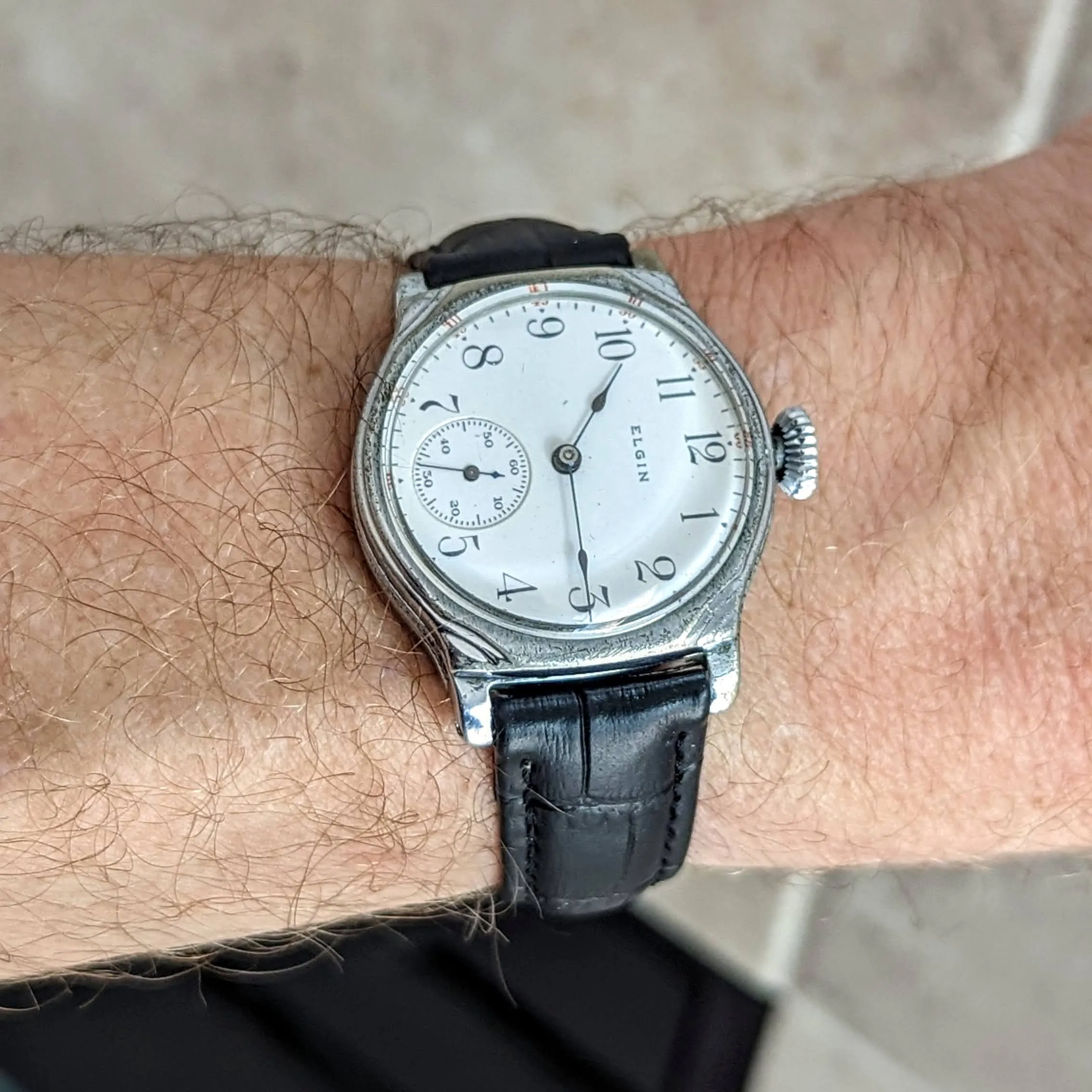 1908 ELGIN Transitional Wristwatch 15J Grade 355 U.S.A. Art Deco Watch