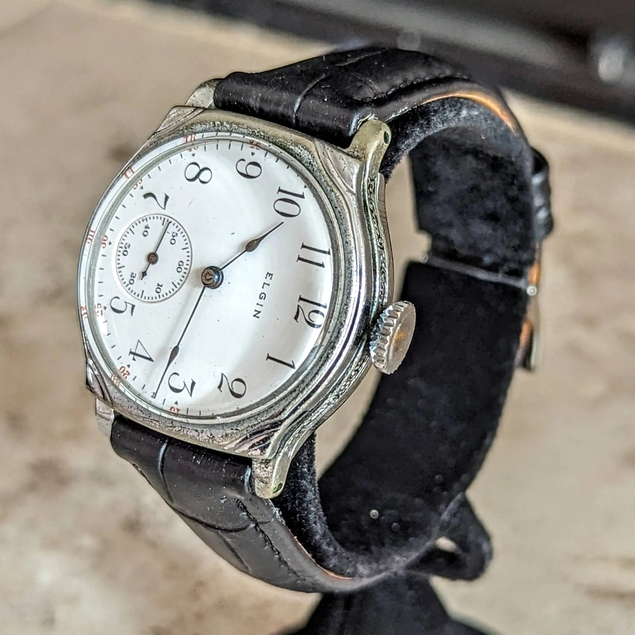 1908 ELGIN Transitional Wristwatch 15J Grade 355 U.S.A. Art Deco Watch