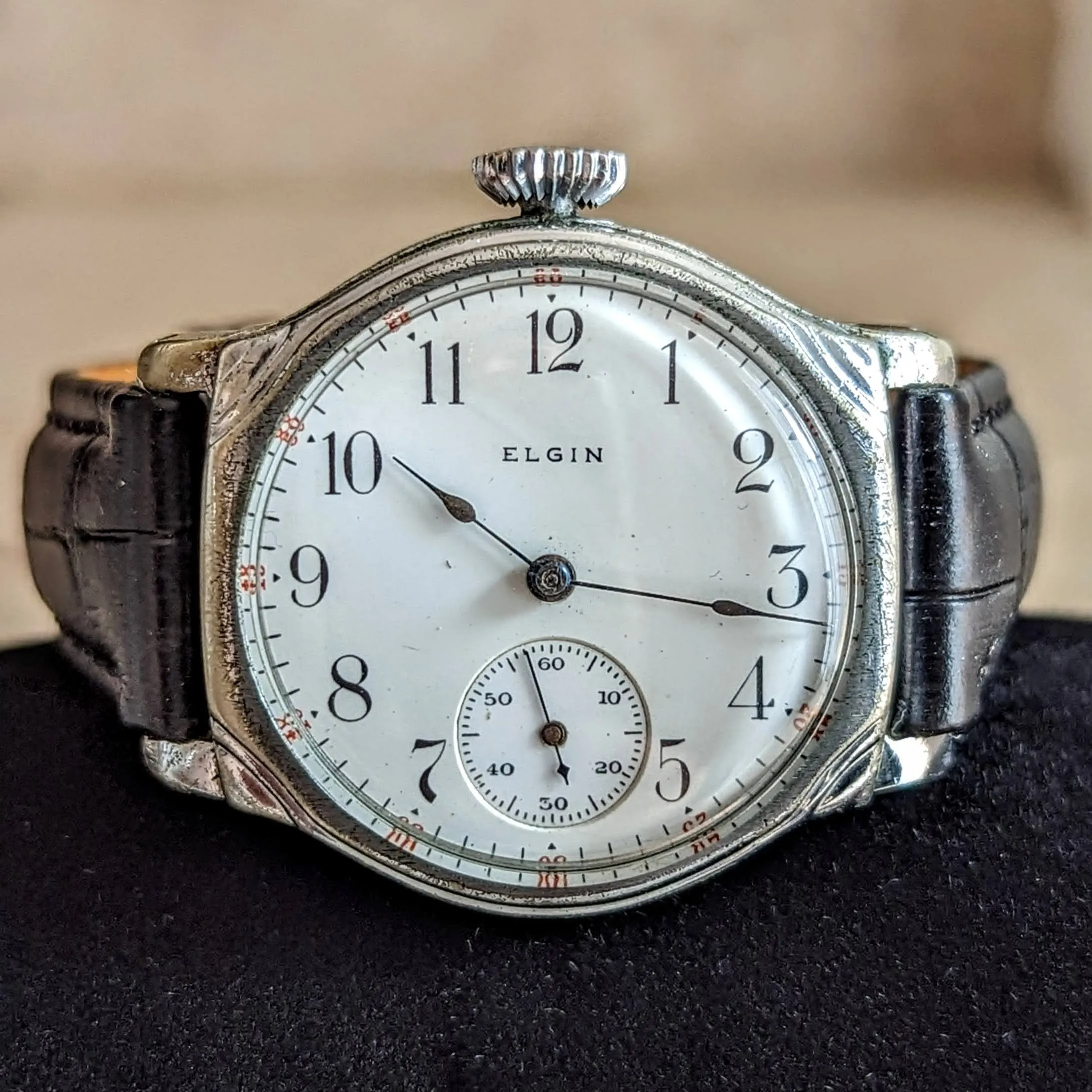 1908 ELGIN Transitional Wristwatch 15J Grade 355 U.S.A. Art Deco Watch