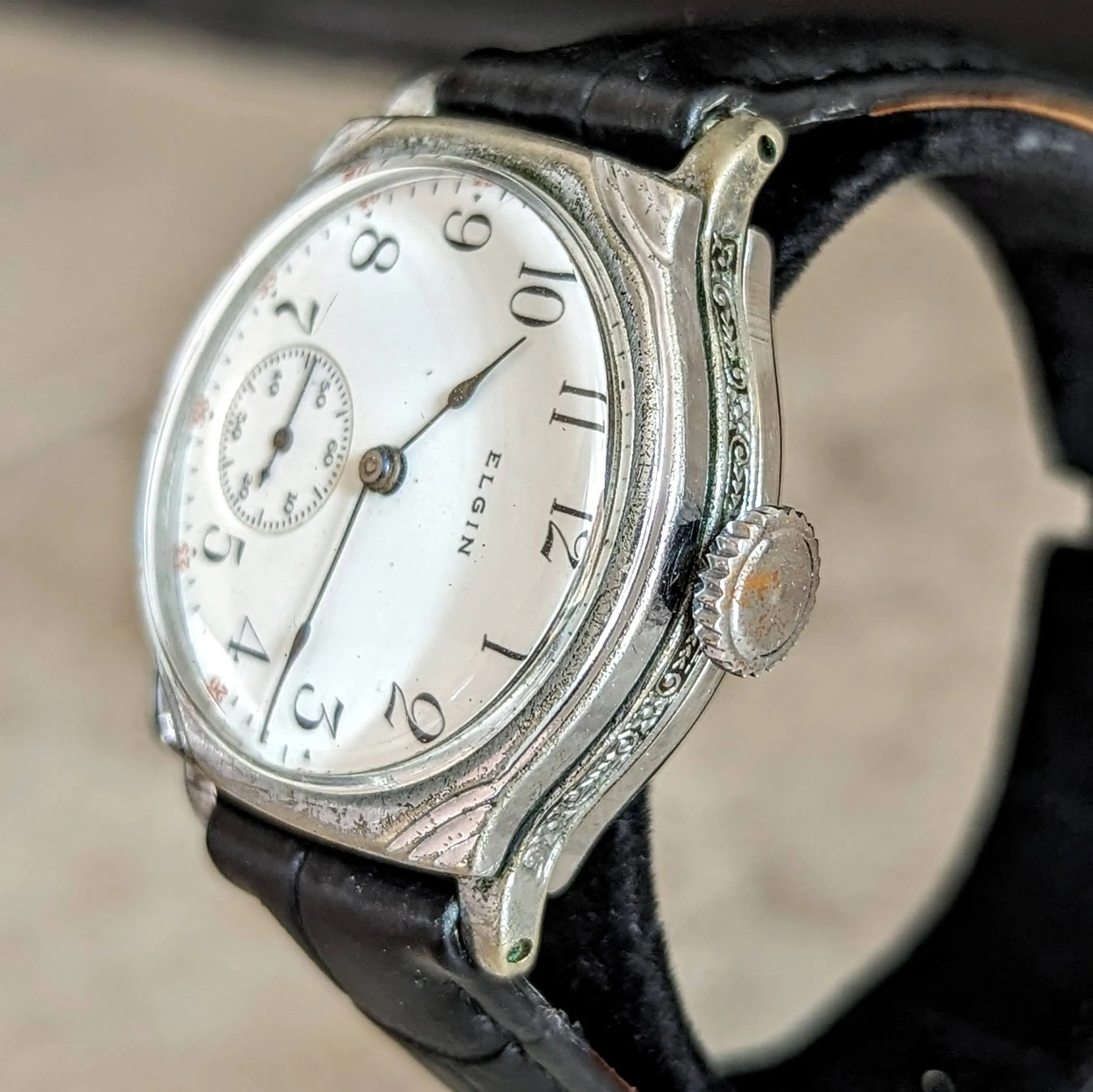 1908 ELGIN Transitional Wristwatch 15J Grade 355 U.S.A. Art Deco Watch