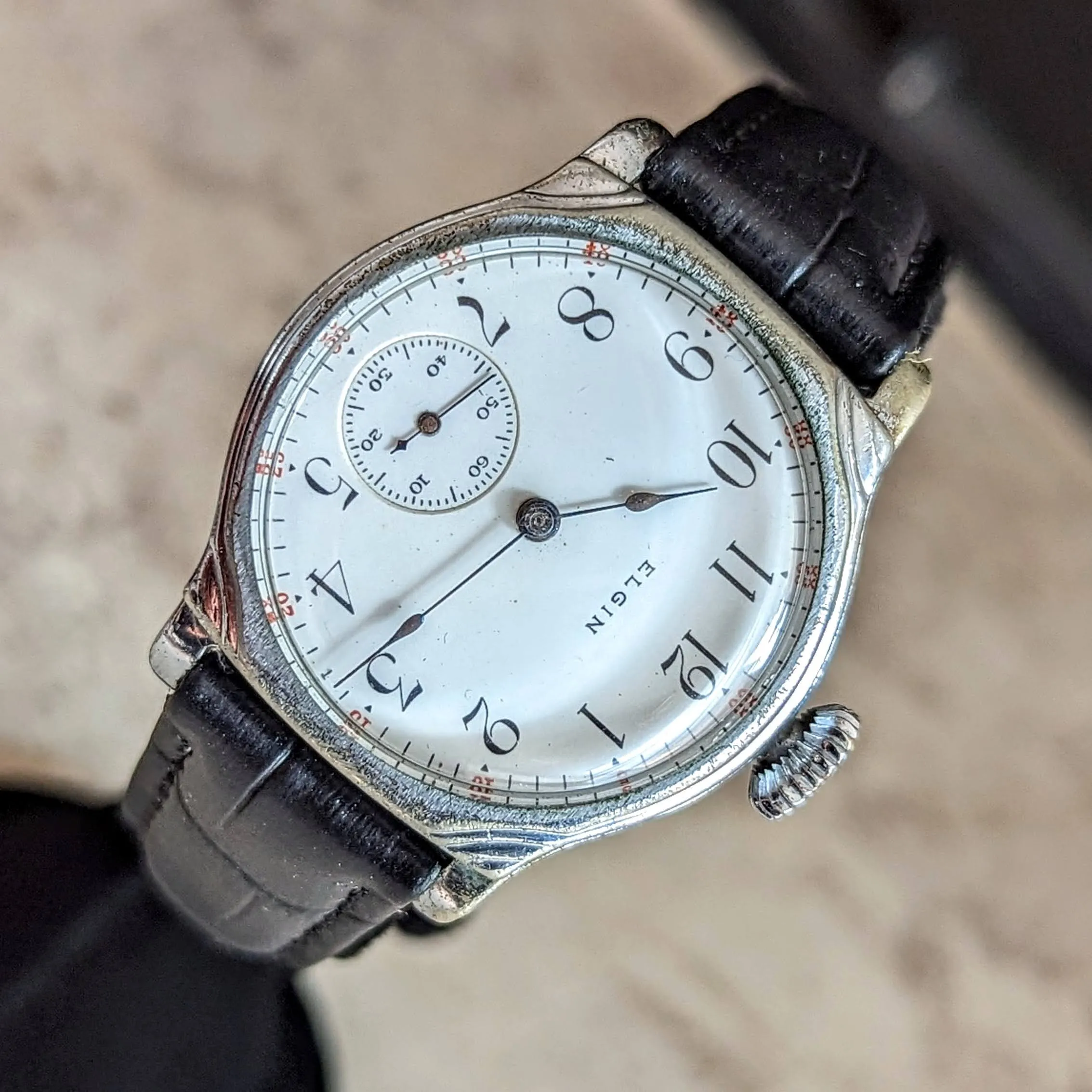 1908 ELGIN Transitional Wristwatch 15J Grade 355 U.S.A. Art Deco Watch