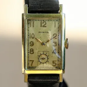 1940 ZENITH Tank Case Watch Cal. 8 3/4F 15 Jewels Mechanical Wristwatch