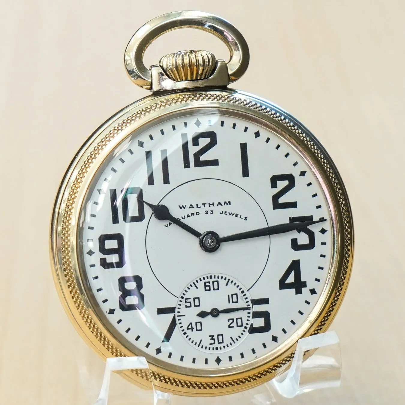 1949 WALTHAM Vanguard Railroad Pocket Watch 23 Jewels Model 1908 Adjusted 16s