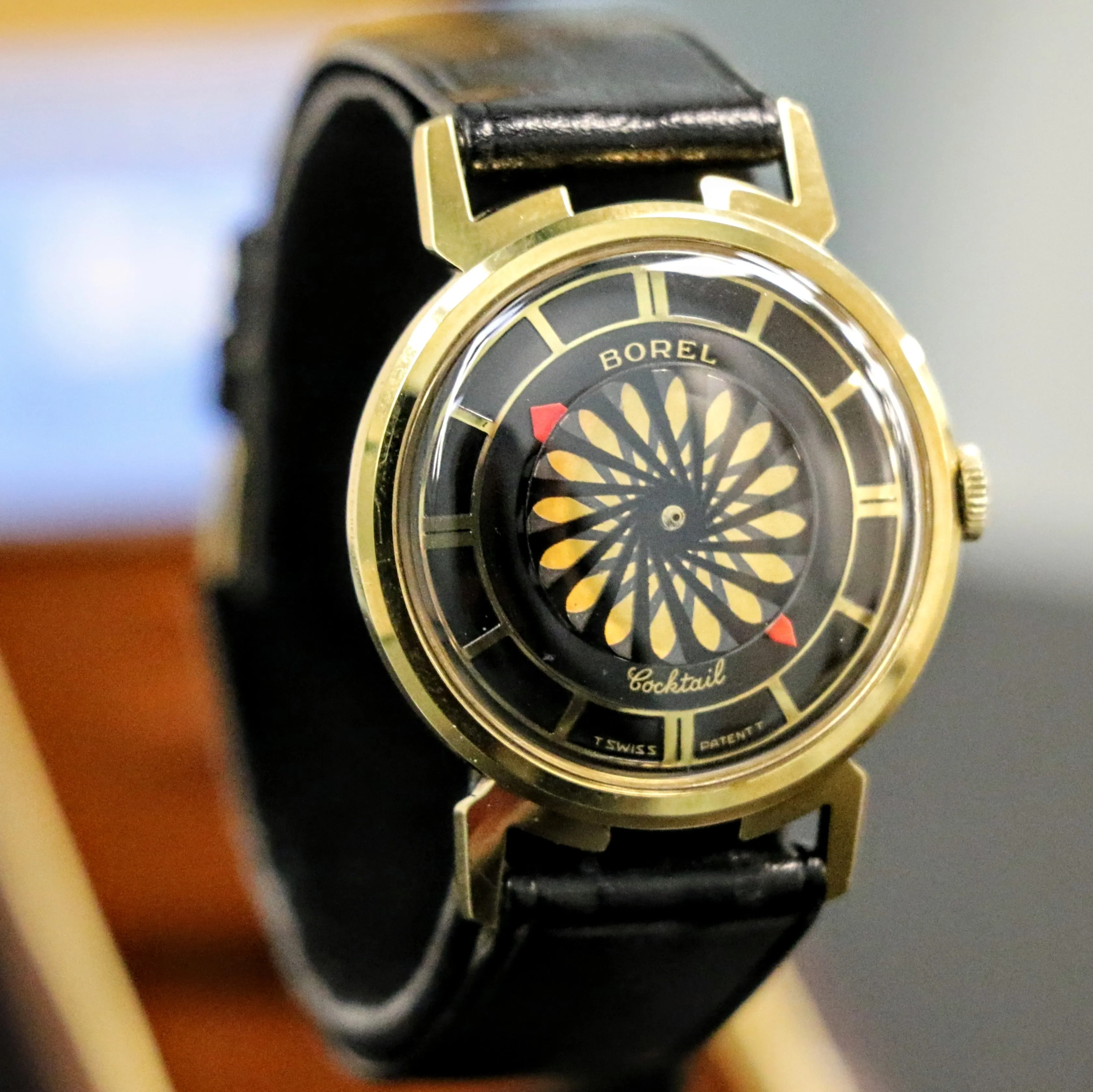 1960s ERNEST BOREL Men's Cocktail Watch Kaleidoscope Dial 32mm Swiss Wristwatch - ALL ORIGINAL!