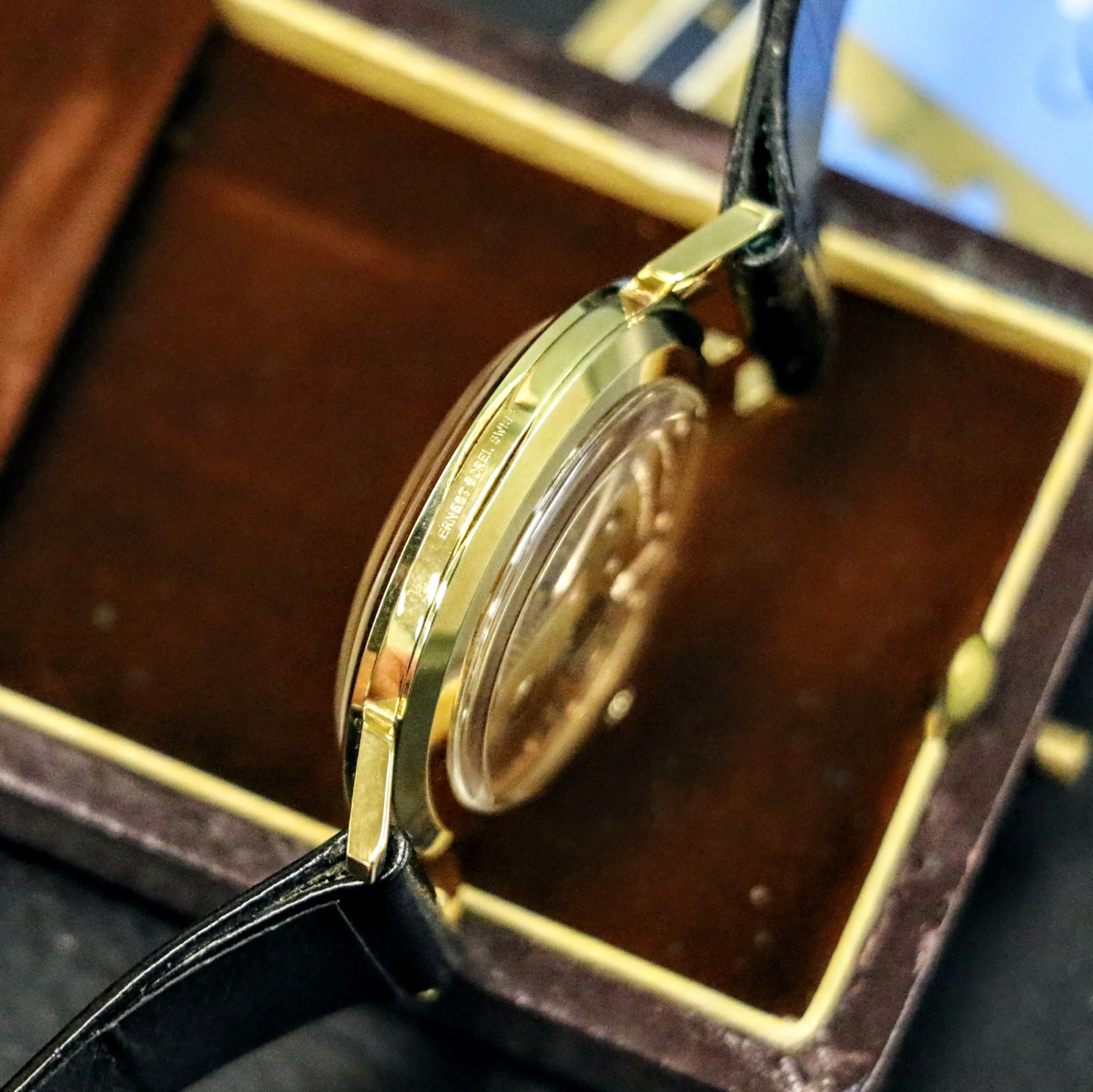 1960s ERNEST BOREL Men's Cocktail Watch Kaleidoscope Dial 32mm Swiss Wristwatch - ALL ORIGINAL!