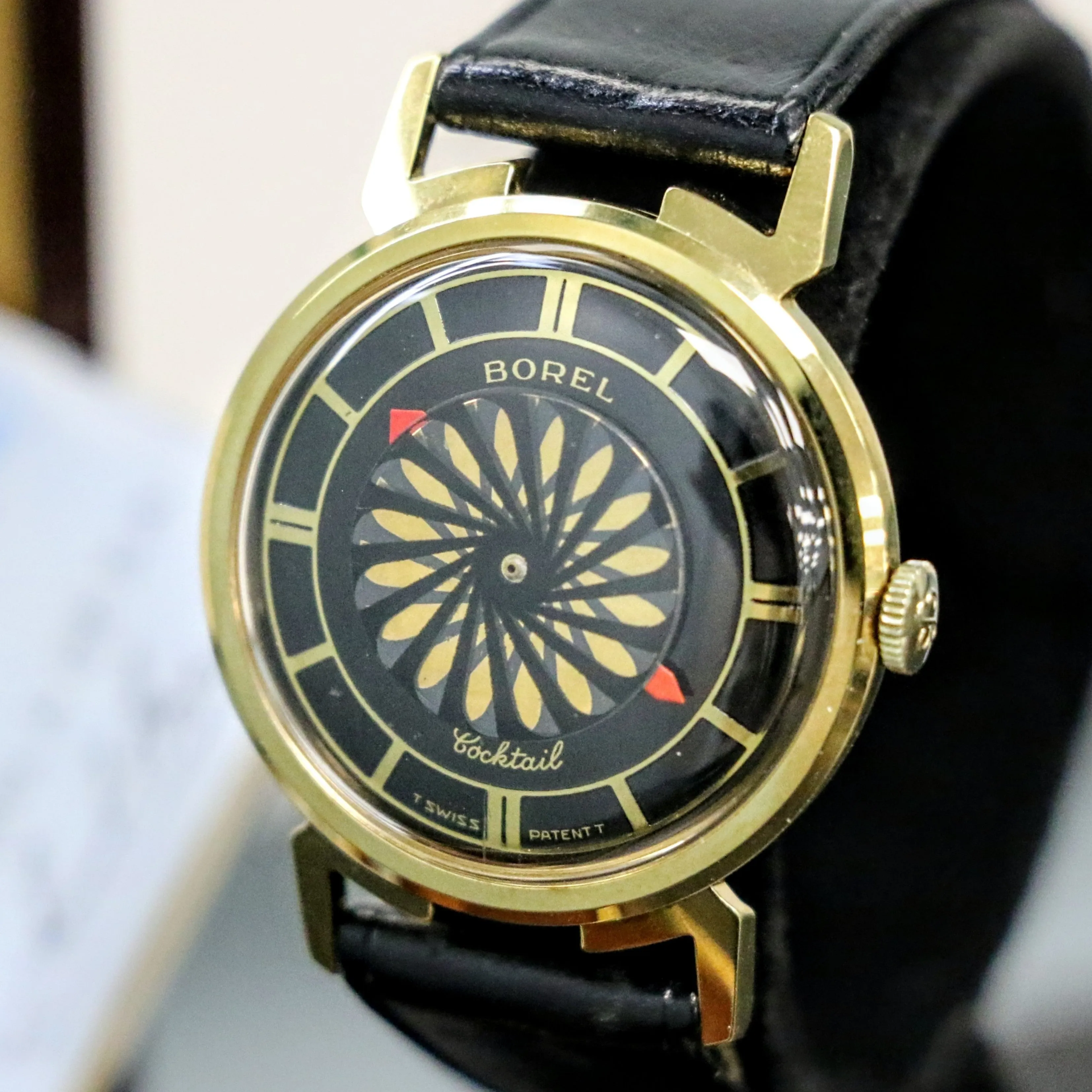 1960s ERNEST BOREL Men's Cocktail Watch Kaleidoscope Dial 32mm Swiss Wristwatch - ALL ORIGINAL!