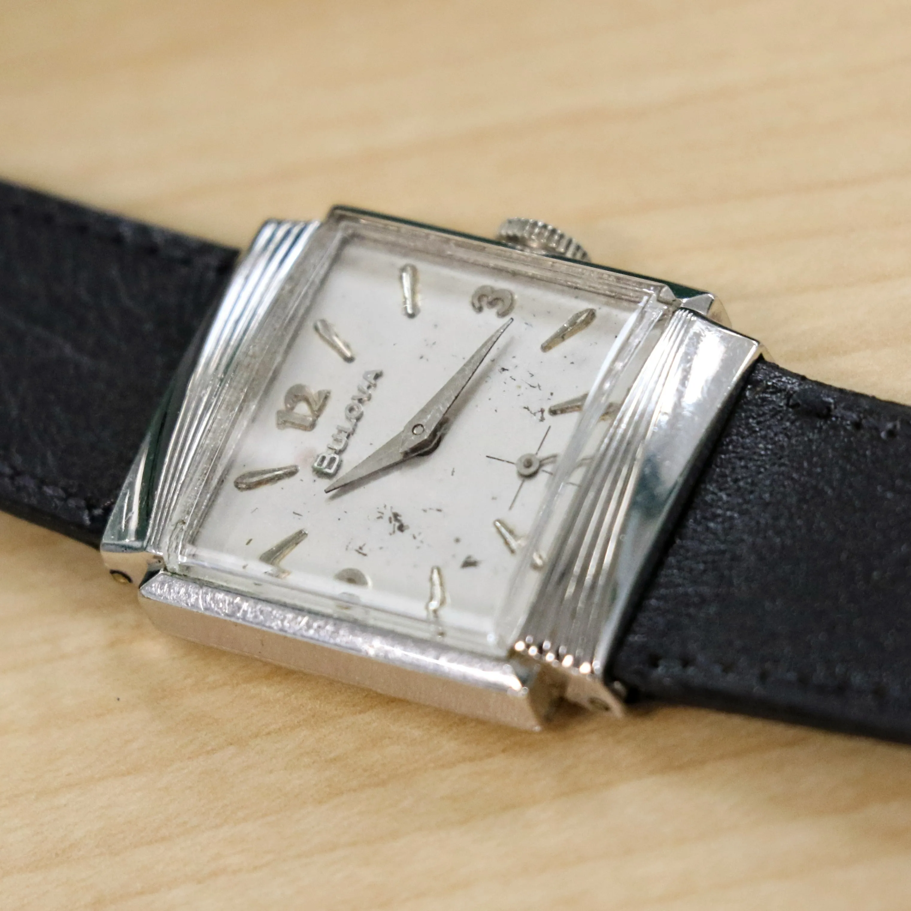 1962 BULOVA Rawlings Watch 10K White GF 24.5mm Vintage Wristwatch