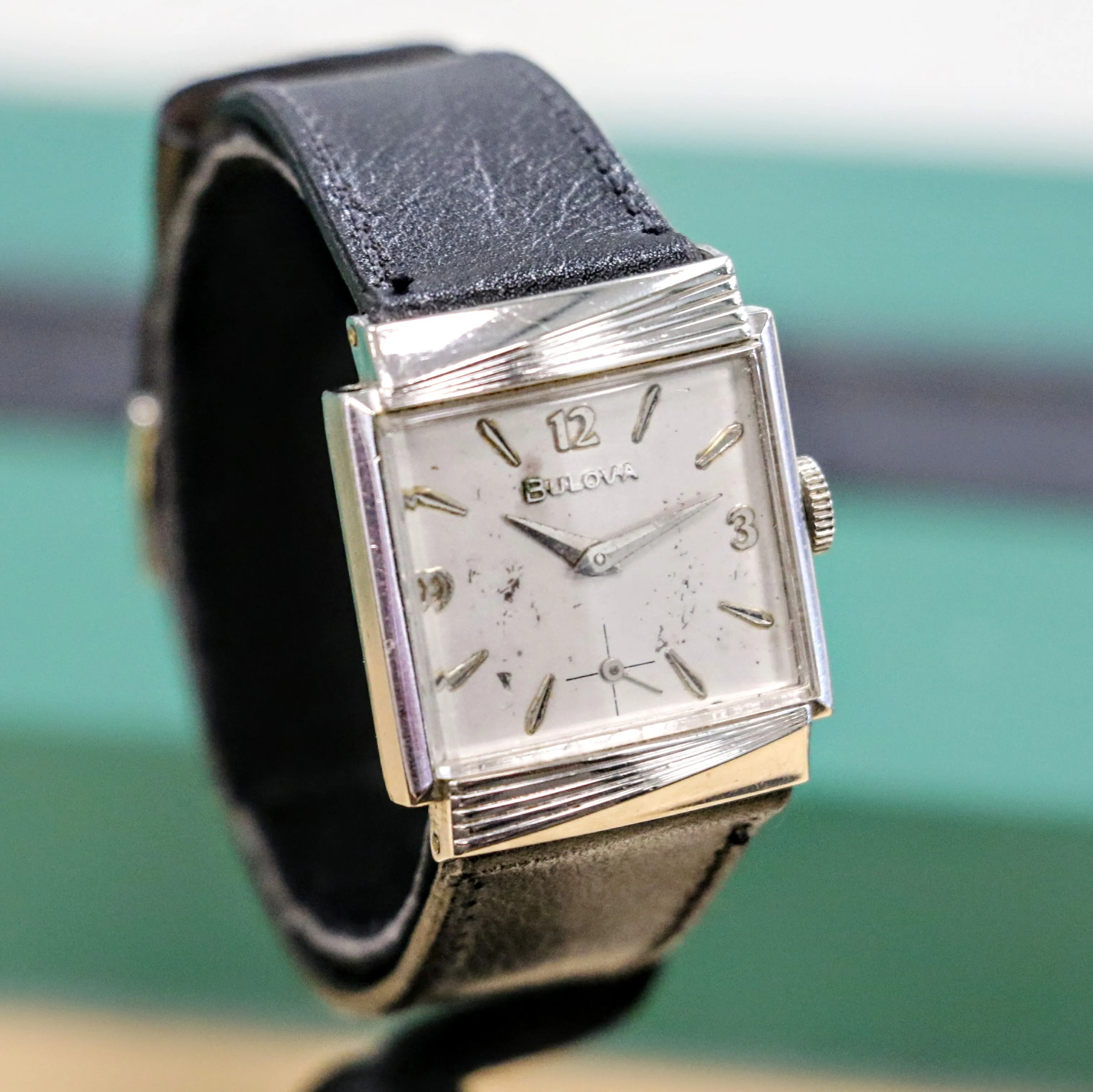 1962 BULOVA Rawlings Watch 10K White GF 24.5mm Vintage Wristwatch
