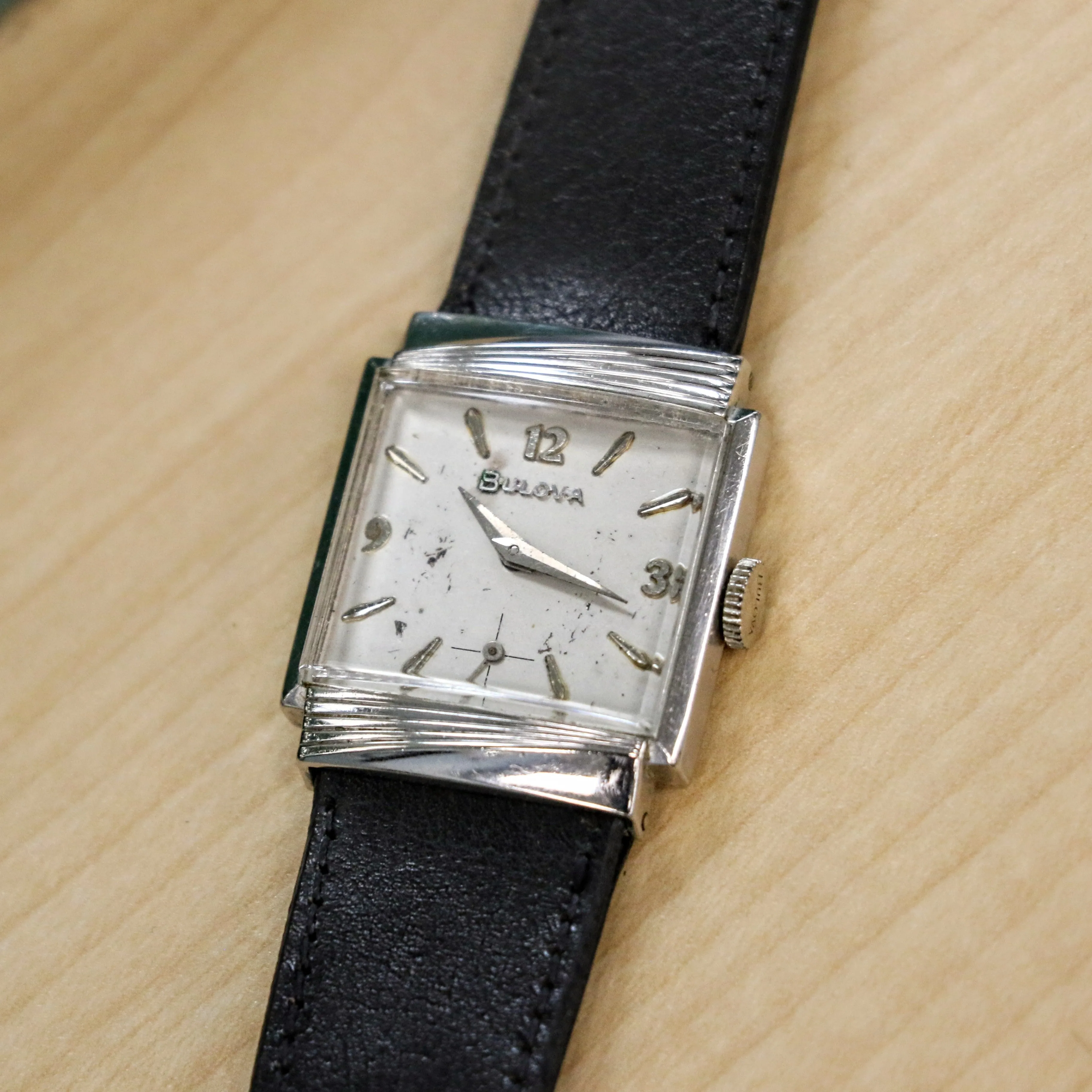 1962 BULOVA Rawlings Watch 10K White GF 24.5mm Vintage Wristwatch