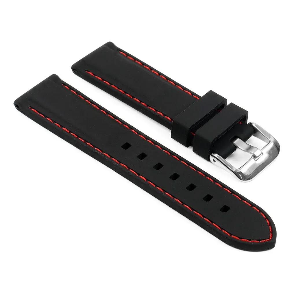 24mm Rubber Smart Watch Strap w/ Stitching