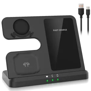 3-in-1 Fast Wireless Charger for Qi-enable Phones, Earphones and Watches