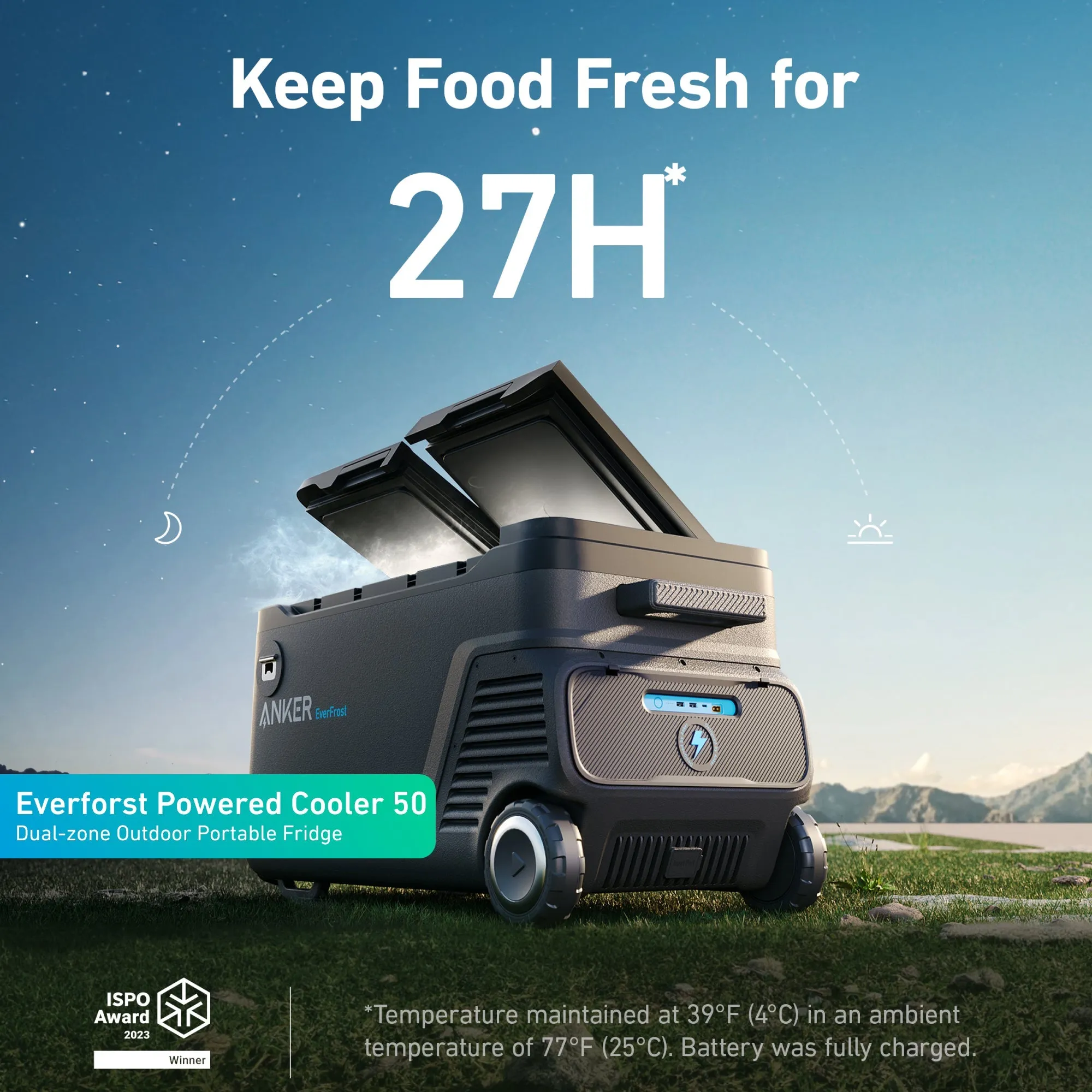Anker SOLIX EverFrost Powered Cooler 50   F2600   (2) PS100 Solar Panels