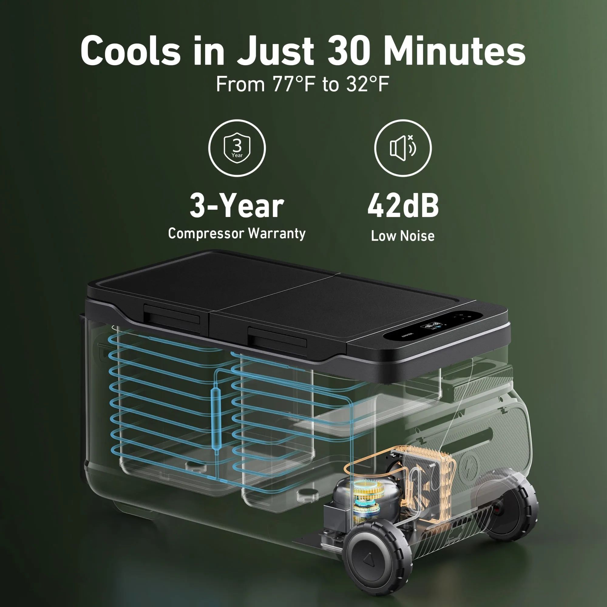 Anker SOLIX EverFrost Powered Cooler 50   F2600   (2) PS100 Solar Panels