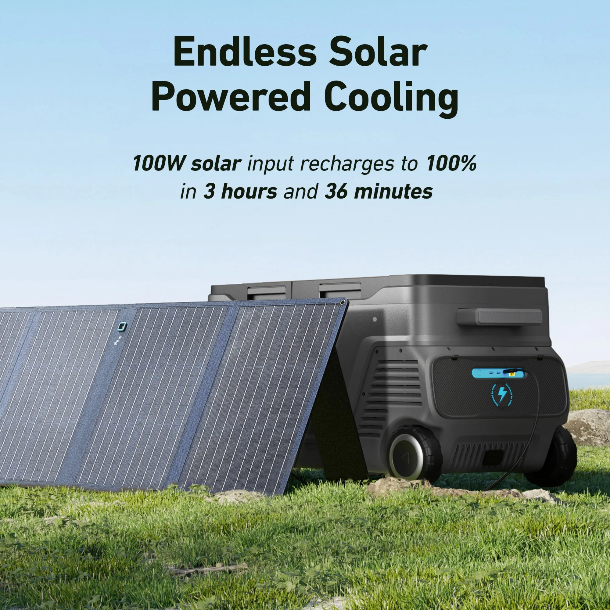 Anker SOLIX EverFrost Powered Cooler 50   F2600   (2) PS100 Solar Panels