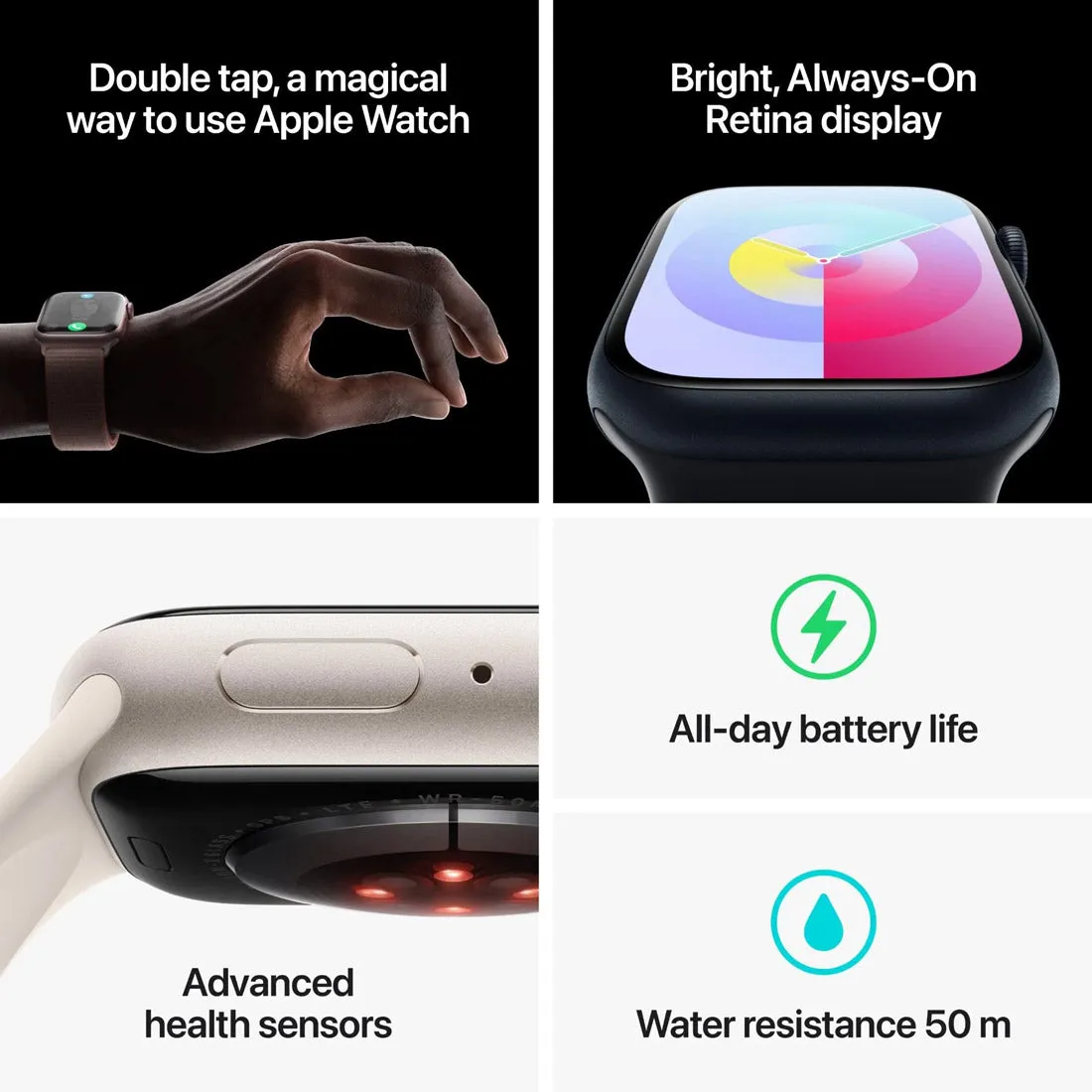 Apple Watch Series 9 45mm Starlight Aluminium Case GPS   Cellular (M/L) (Refurbished Grade-A)