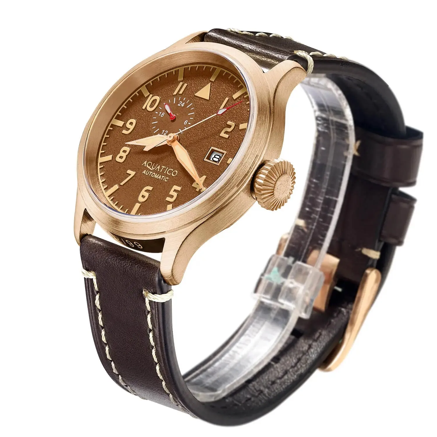 Aquatico Big Pilot 43mm Bronze Brown Dial Watch