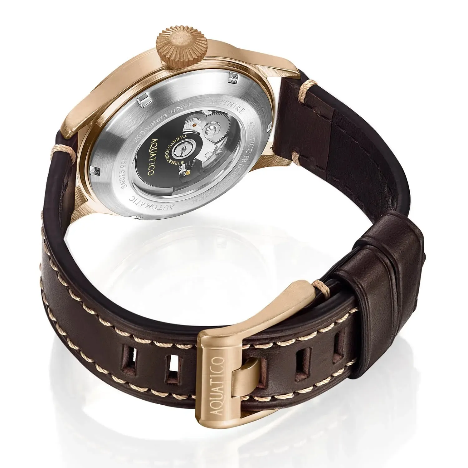 Aquatico Big Pilot 43mm Bronze Brown Dial Watch