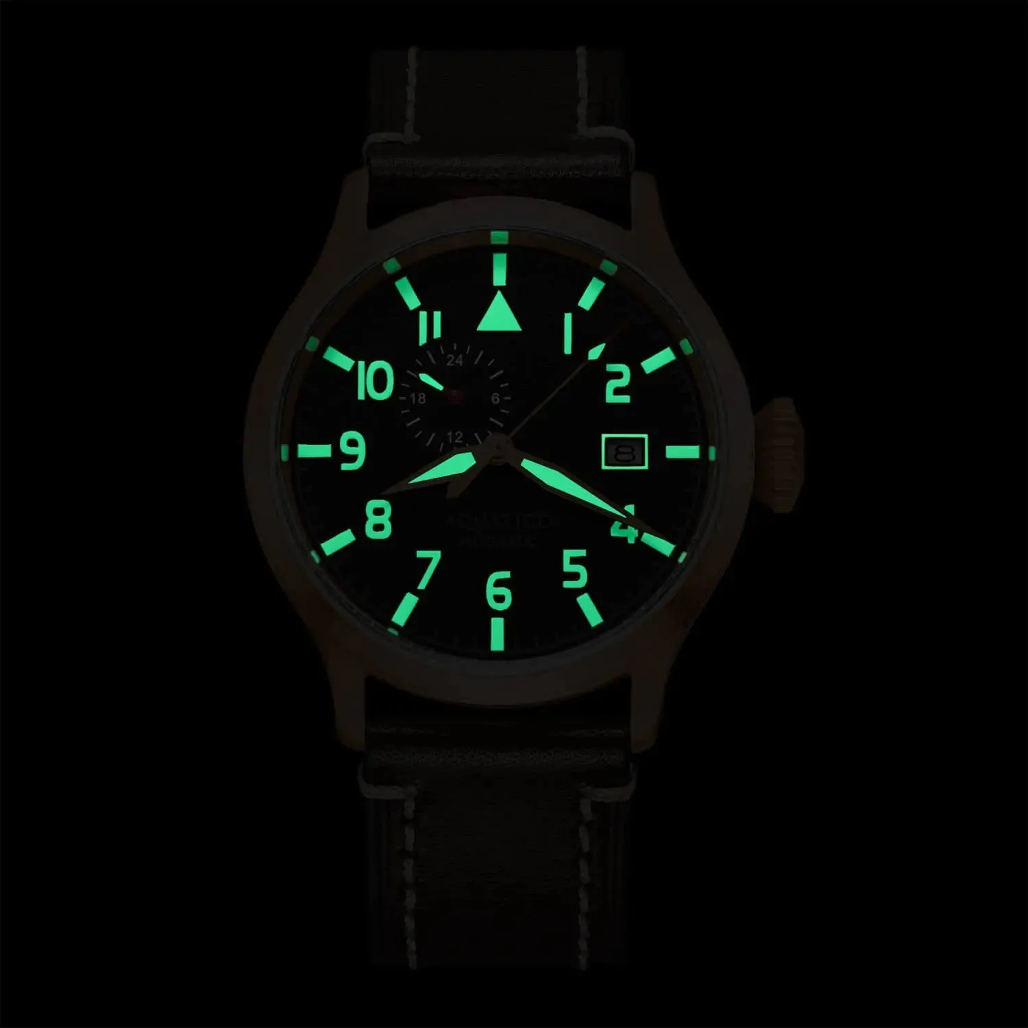 Aquatico Big Pilot 43mm Bronze Brown Dial Watch