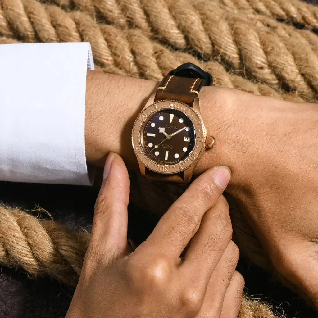 Aquatico Bronze Sea Star Brown Dial Watch (Bronze Bezel)