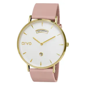 Arvo Awristacrat Watch - Gold - Blush Leather Band