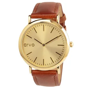 Arvo Gold Time Sawyer Watch - Brown Leather