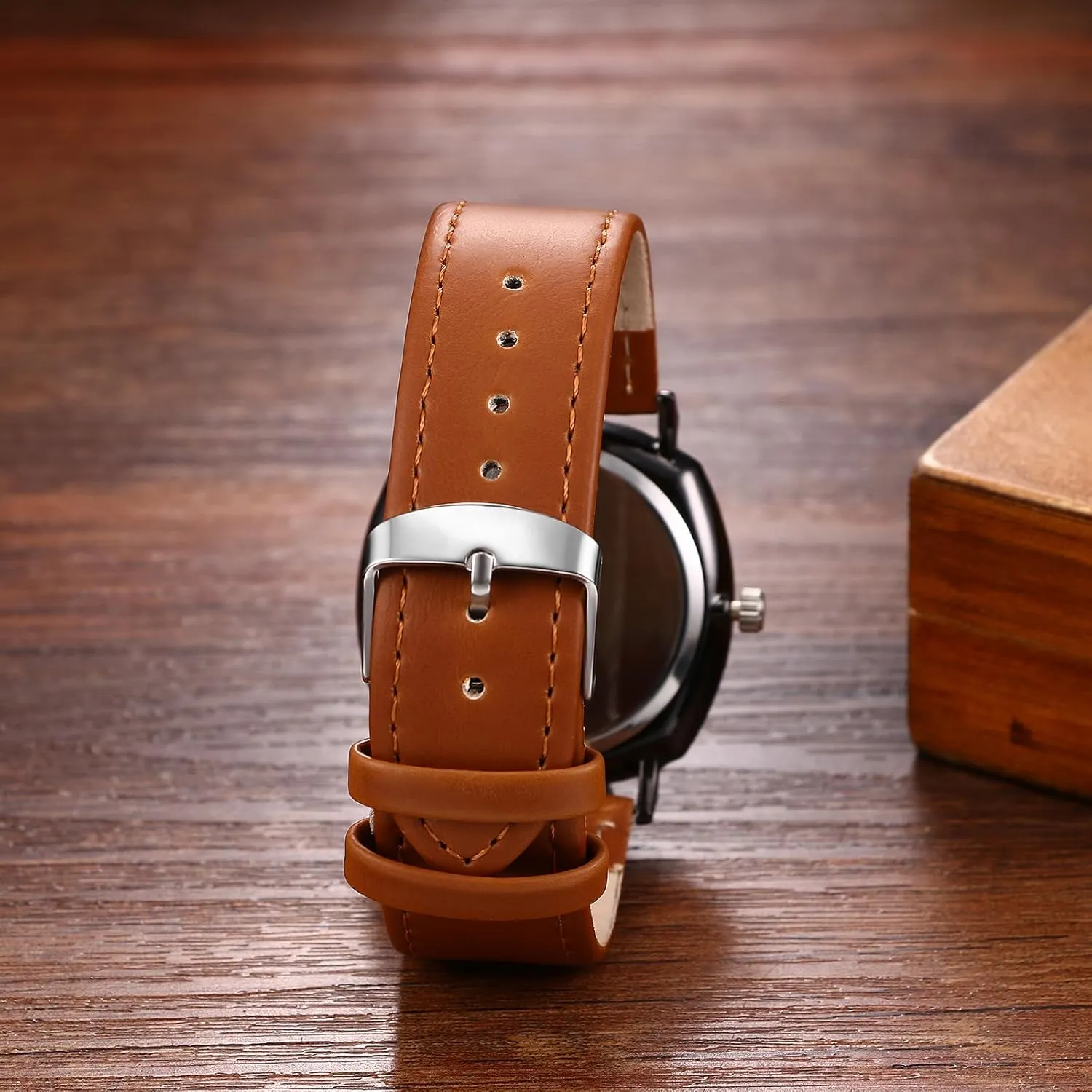 Avaner Men's Leather Strap Watches: Easy Reader Big Face Analog Quartz Large Dial Wrist Watches