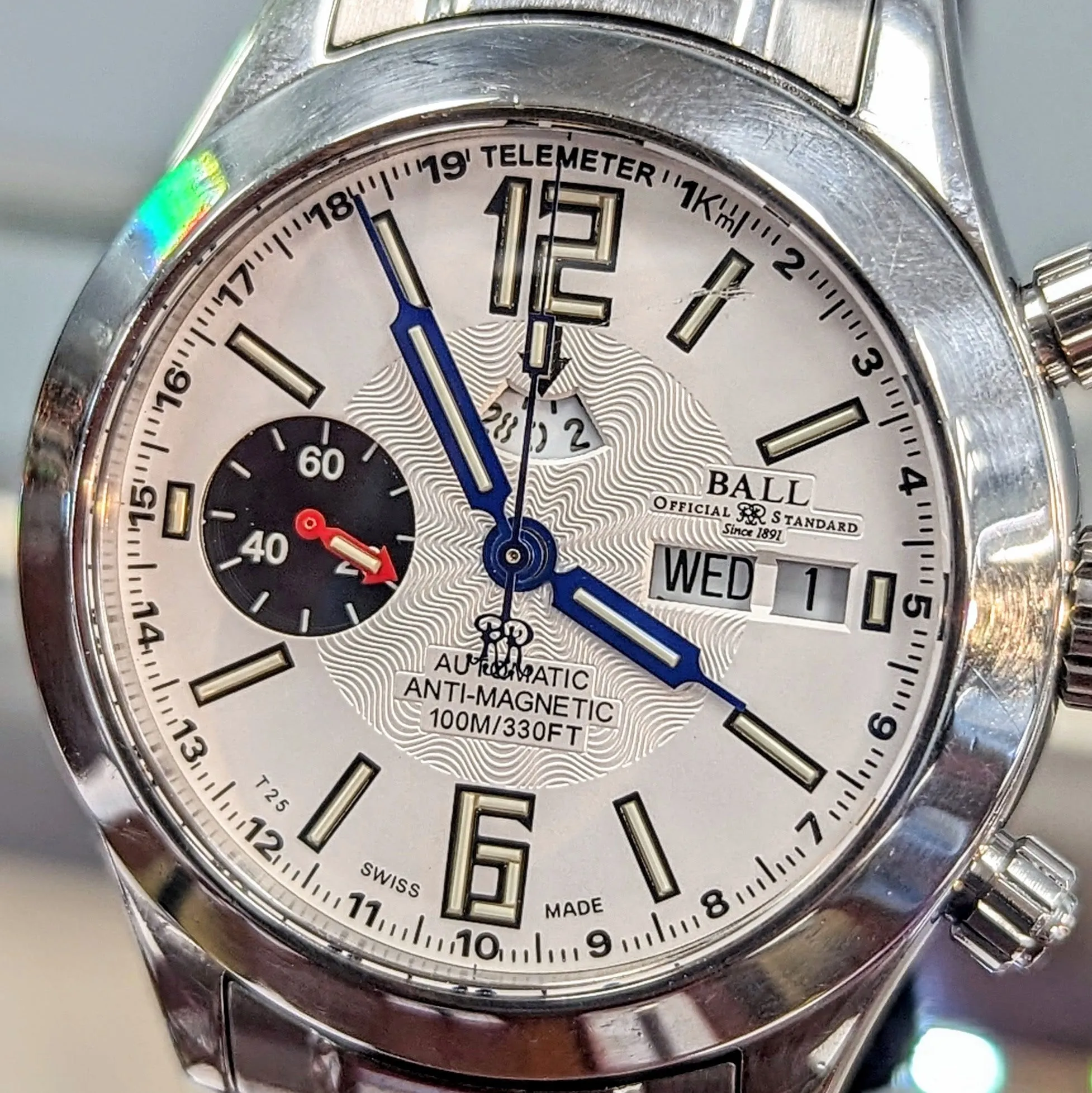 BALL Engineer Master II Telemeter Chronograph Automatic Watch Ref. CM1020C Original Ball S.S. Bracelet