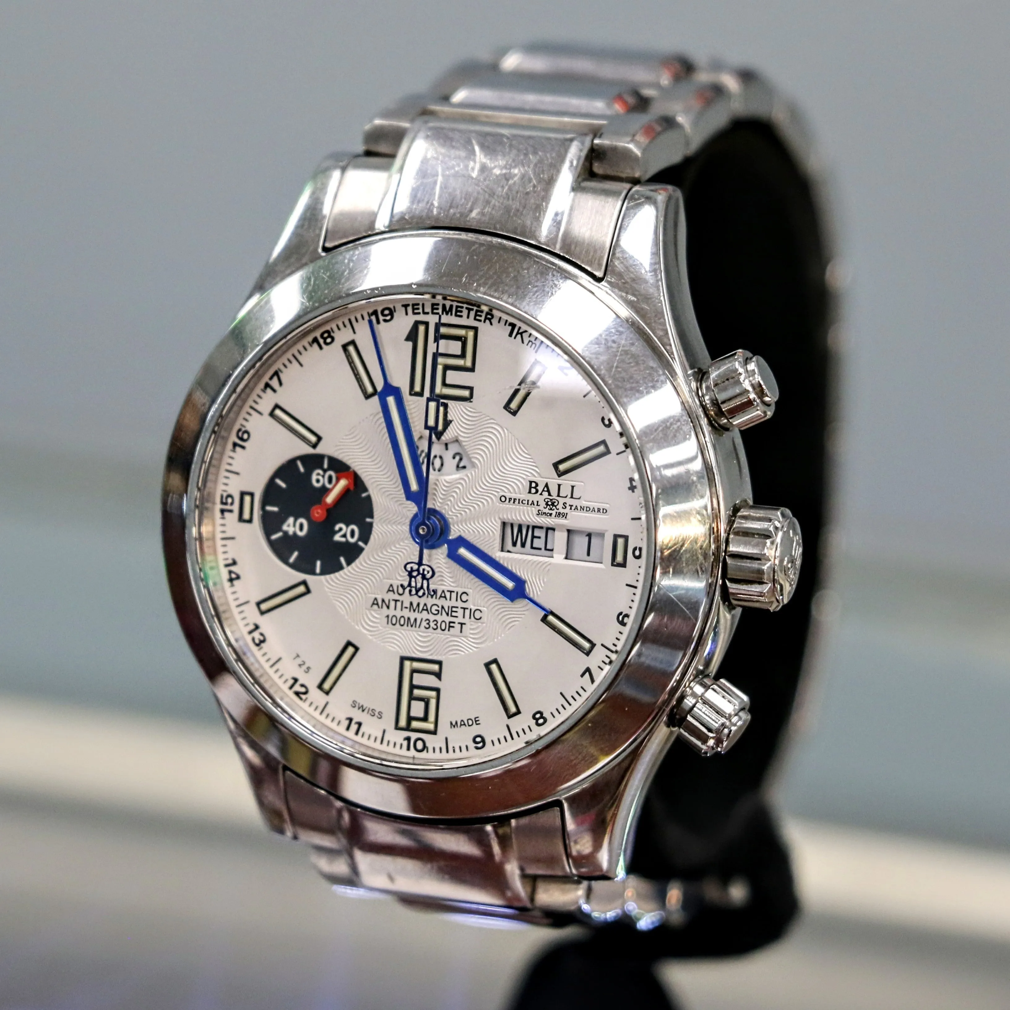 BALL Engineer Master II Telemeter Chronograph Automatic Watch Ref. CM1020C Original Ball S.S. Bracelet