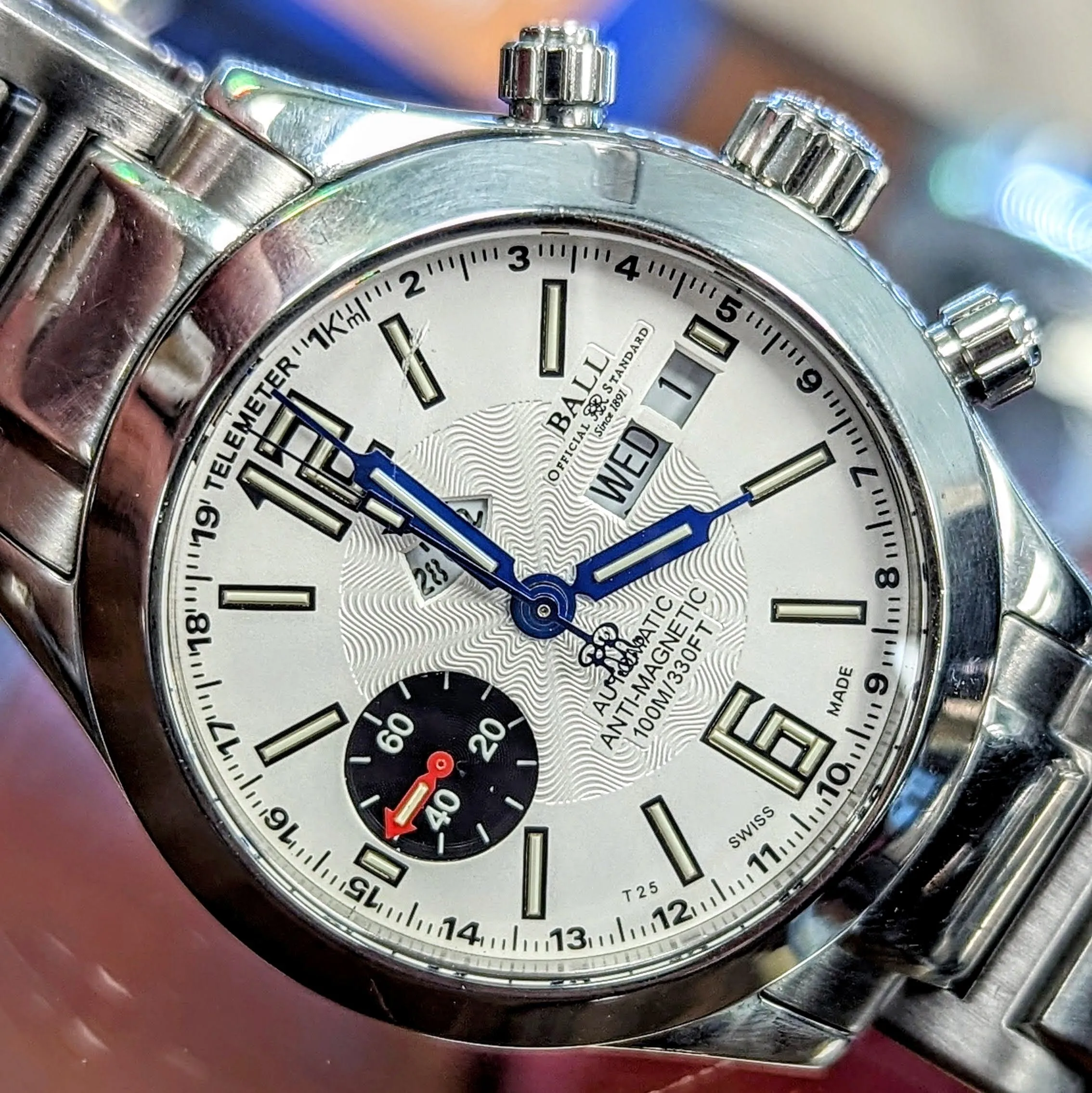 BALL Engineer Master II Telemeter Chronograph Automatic Watch Ref. CM1020C Original Ball S.S. Bracelet