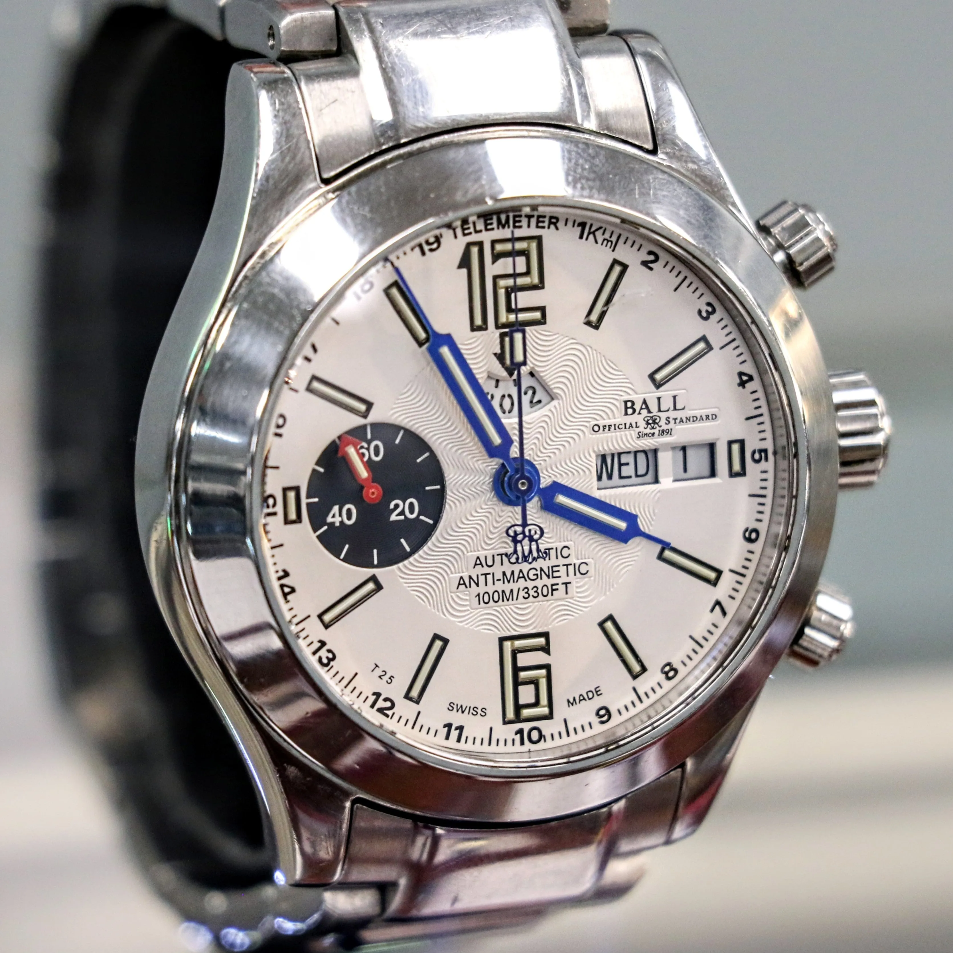 BALL Engineer Master II Telemeter Chronograph Automatic Watch Ref. CM1020C Original Ball S.S. Bracelet