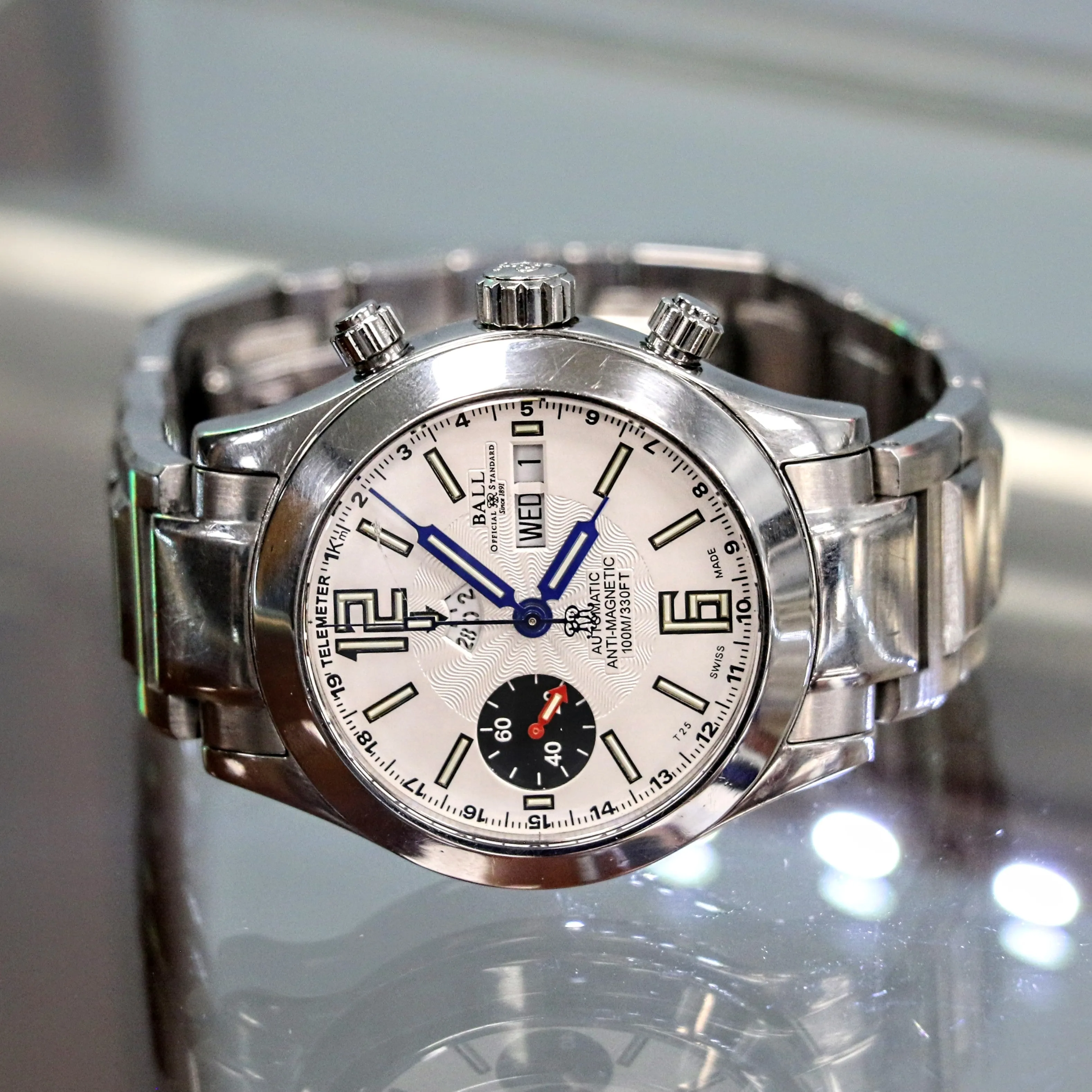 BALL Engineer Master II Telemeter Chronograph Automatic Watch Ref. CM1020C Original Ball S.S. Bracelet
