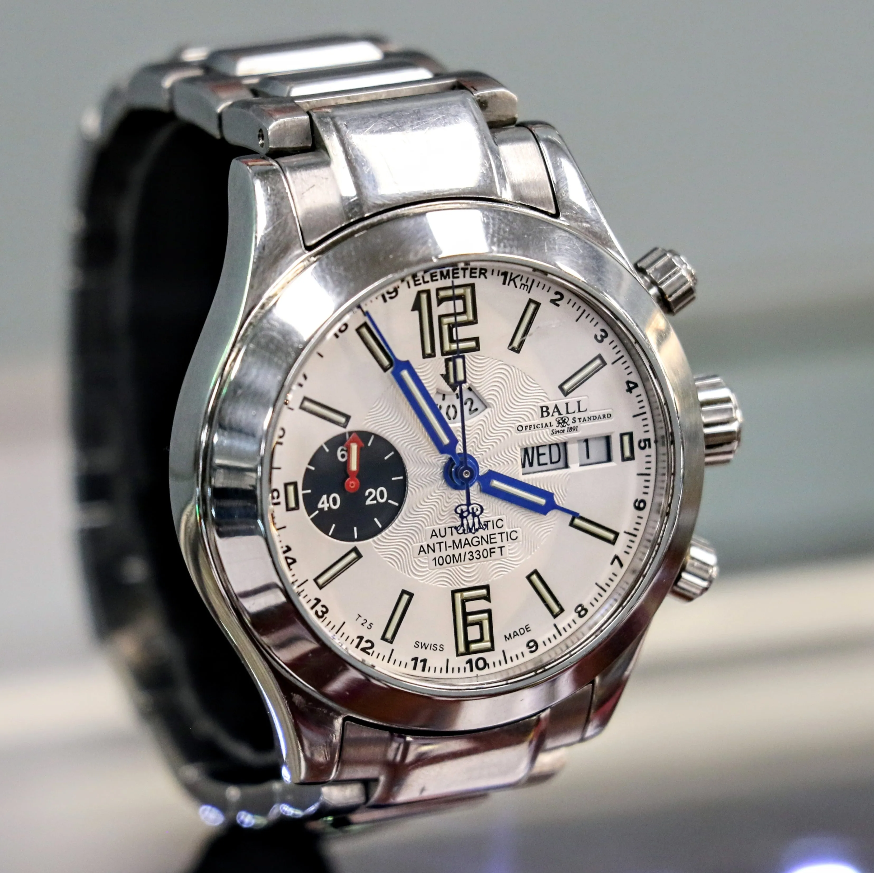 BALL Engineer Master II Telemeter Chronograph Automatic Watch Ref. CM1020C Original Ball S.S. Bracelet