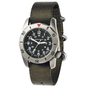 Bertucci A-2TR Vintage Mens Olive Titanium Nylon Band Black Quartz Dial Watch - 12115