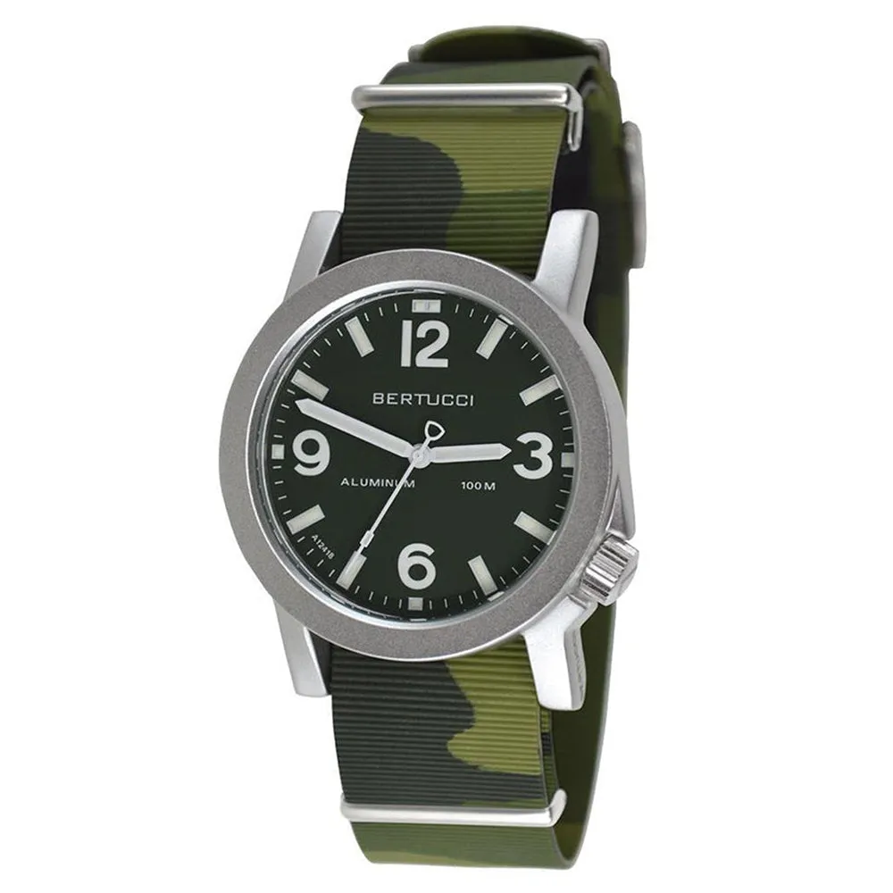 Bertucci Mens A-6A Experior Italia Commando Camo Olive Italian Rubber Band Marine Green Dial Quartz Watch - 16513