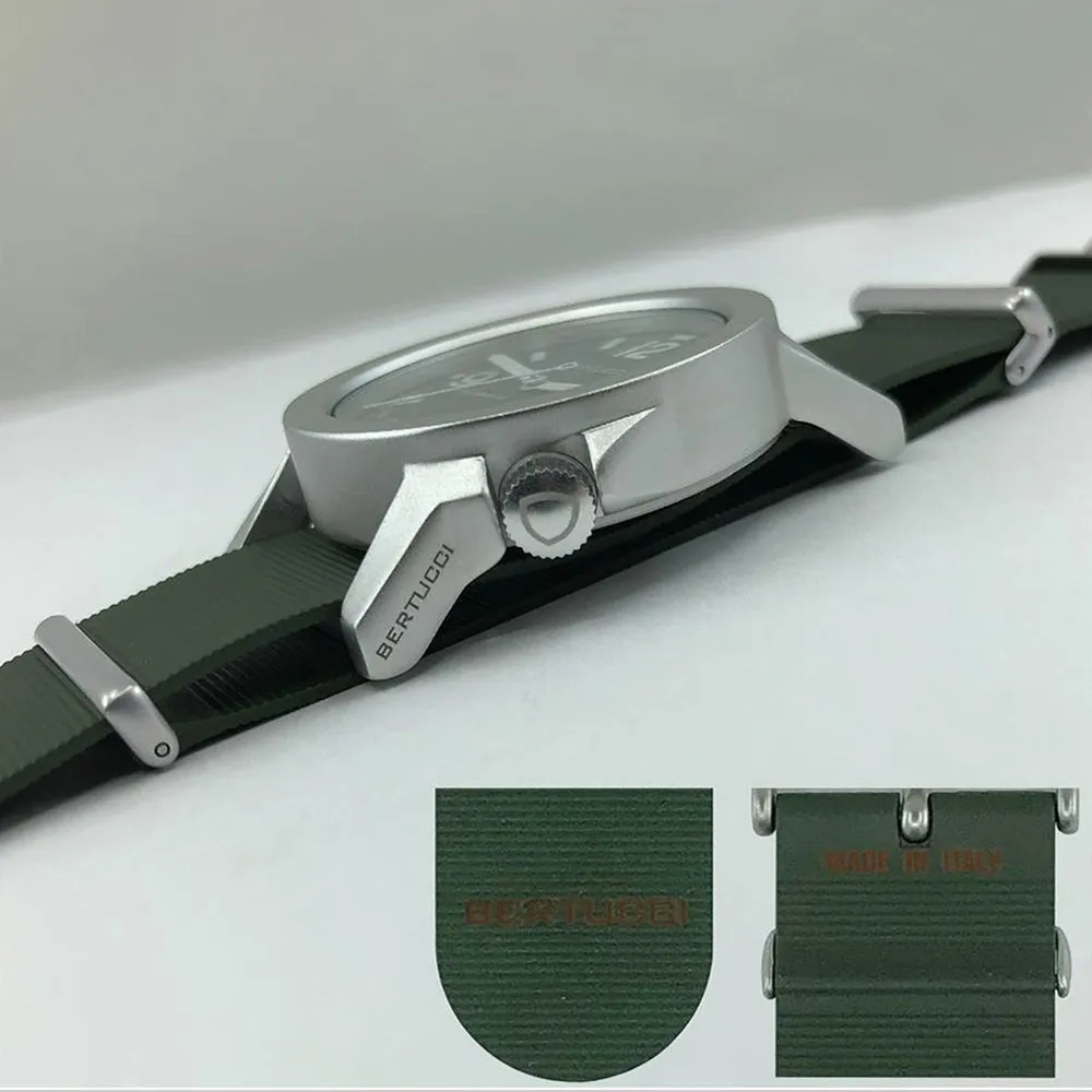 Bertucci Mens A-6A Experior Italia Nurra Verde Italian Rubber Band Marine Green Dial Quartz Watch - 16509