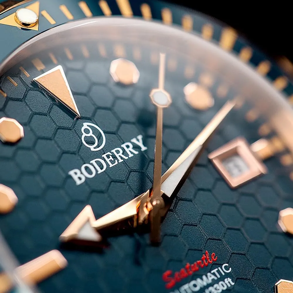 BODERRY Original Japanese Automatic Dive Watches for Men,Bronze Case with Sapphire Crystal -100M Waterproof Mens Mechanical Wrist Watches with Rotating Bezel & Screw Down Crown