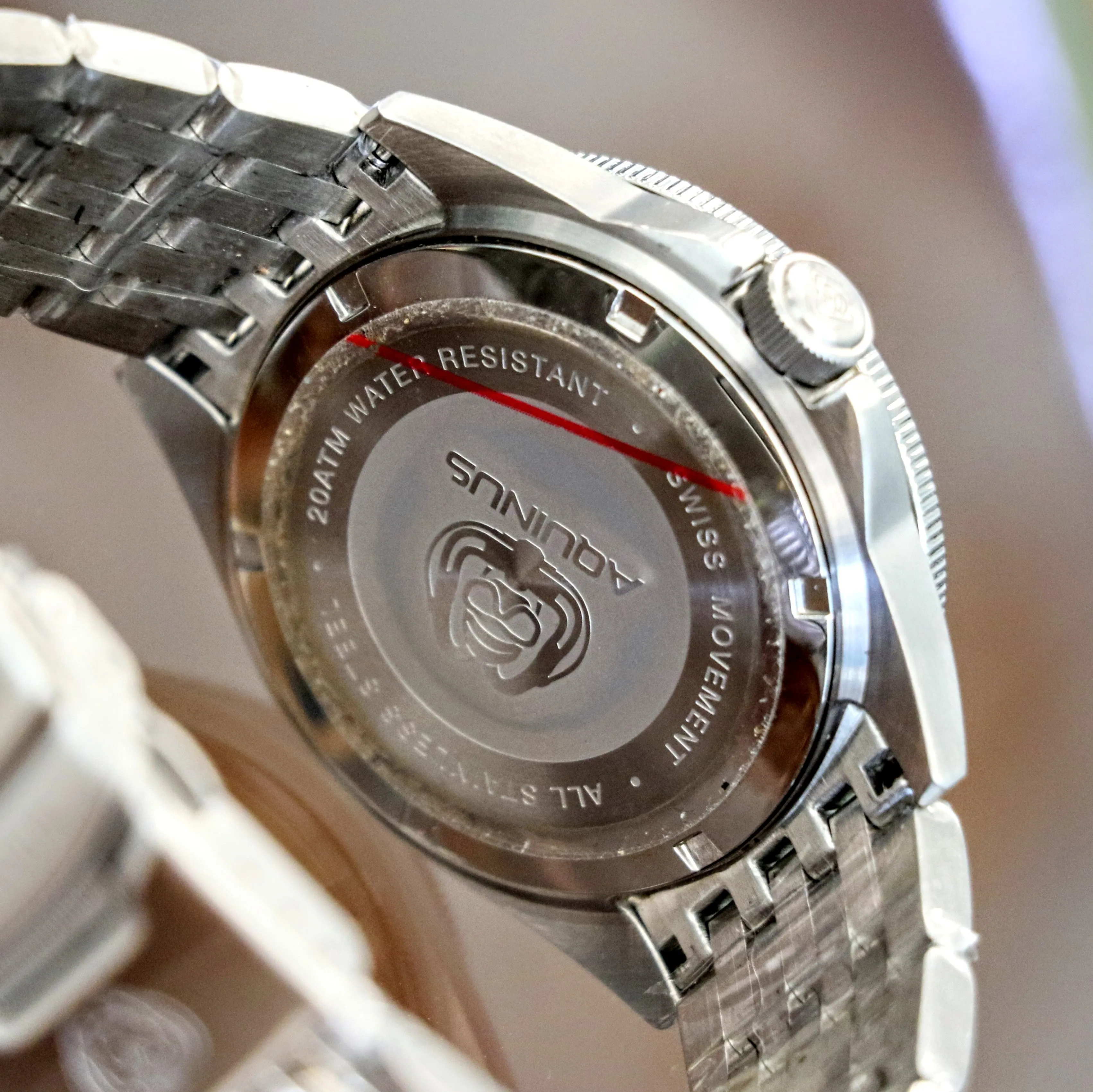 Brand-New! AQUINUS Marellio Dive Watch 200m Ref. ASSQR7BSBR001 Swiss Made Wristwatch ALL S.S.