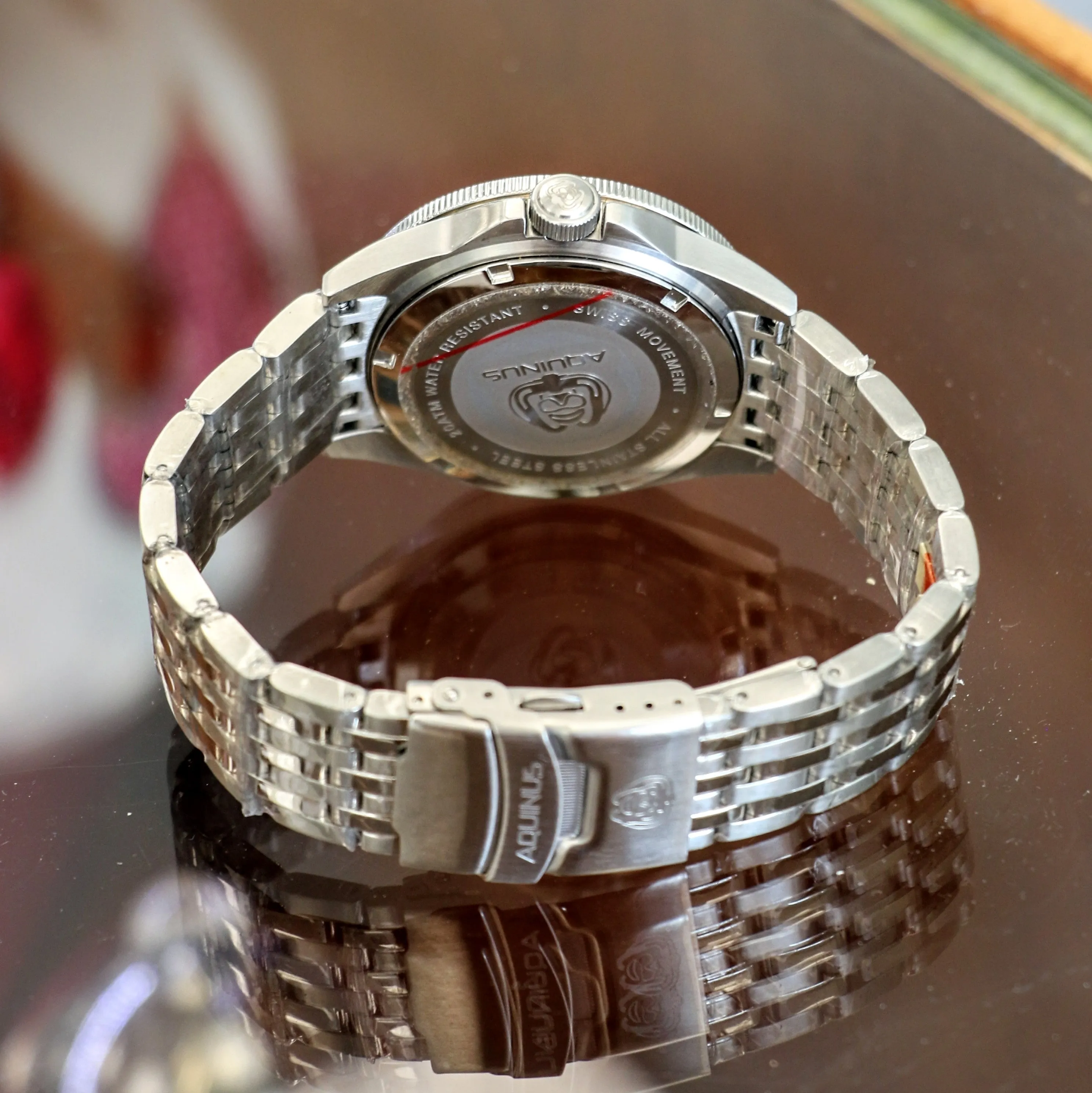 Brand-New! AQUINUS Marellio Dive Watch 200m Ref. ASSQR7BSBR001 Swiss Made Wristwatch ALL S.S.
