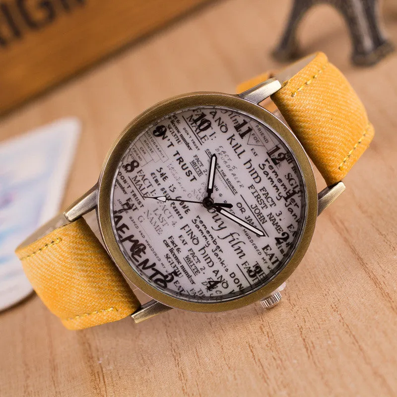 British Retro Denim Scrawl Watch