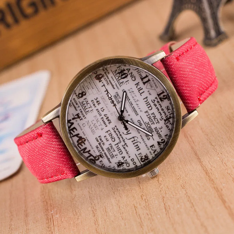 British Retro Denim Scrawl Watch