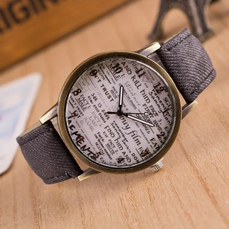 British Retro Denim Scrawl Watch