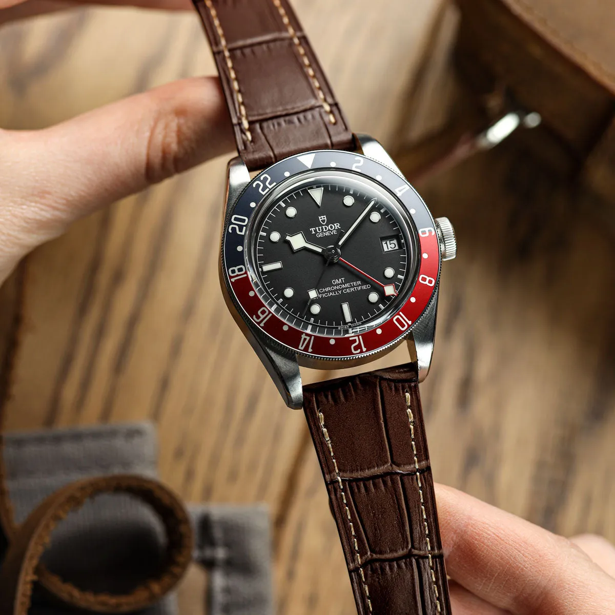 Brixham Special Buckle Gator Watch Strap - Brown