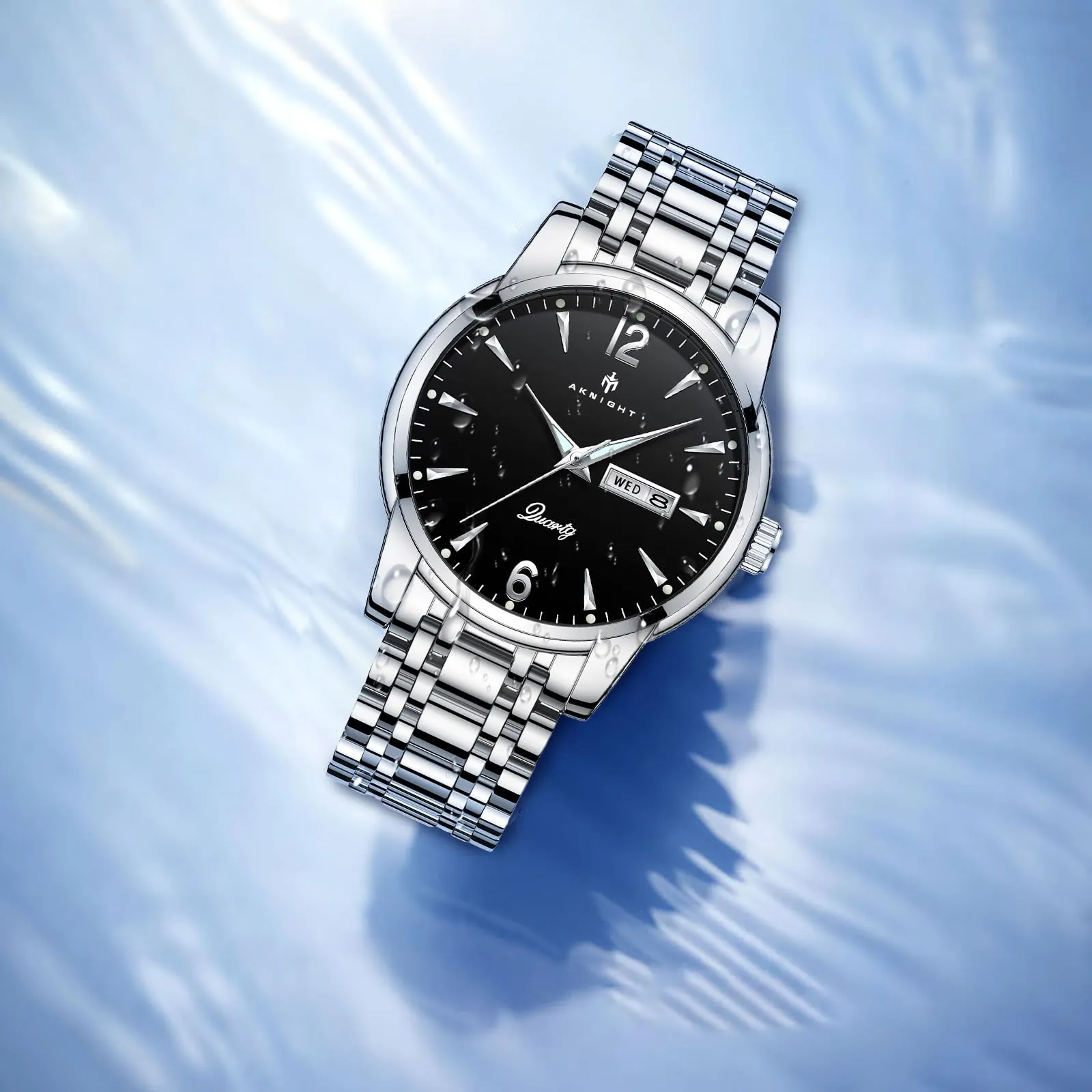 BY BENYAR AKNIGHT Watches for Men Quartz Movement Watch，Waterproof Luminous Men's Watch, Stainless Steel Strap Business Watches