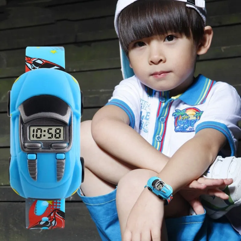 Cartoon Car Shape Dial with Soft and Durable Strap Digital Watches For Kids
